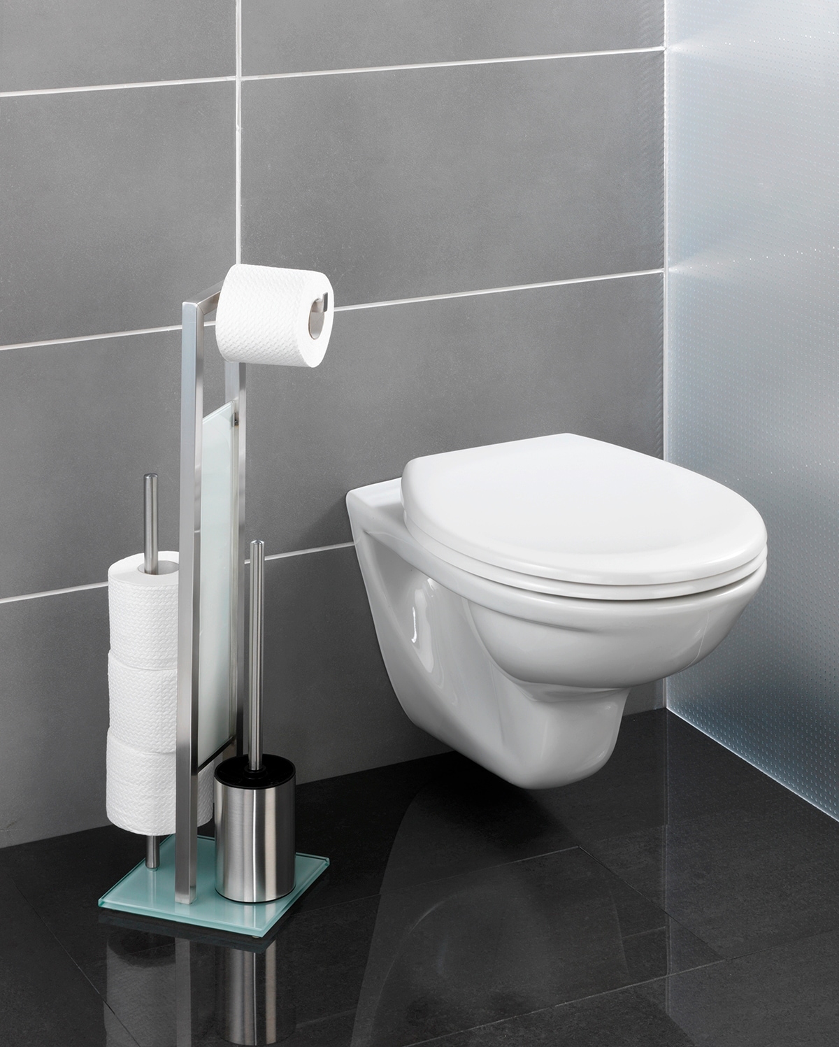WENKO WC-Garnitur »Rivalta«, aus Edelstahl, integrierter Toilettenpapierhalter und WC-Bürstenhalter