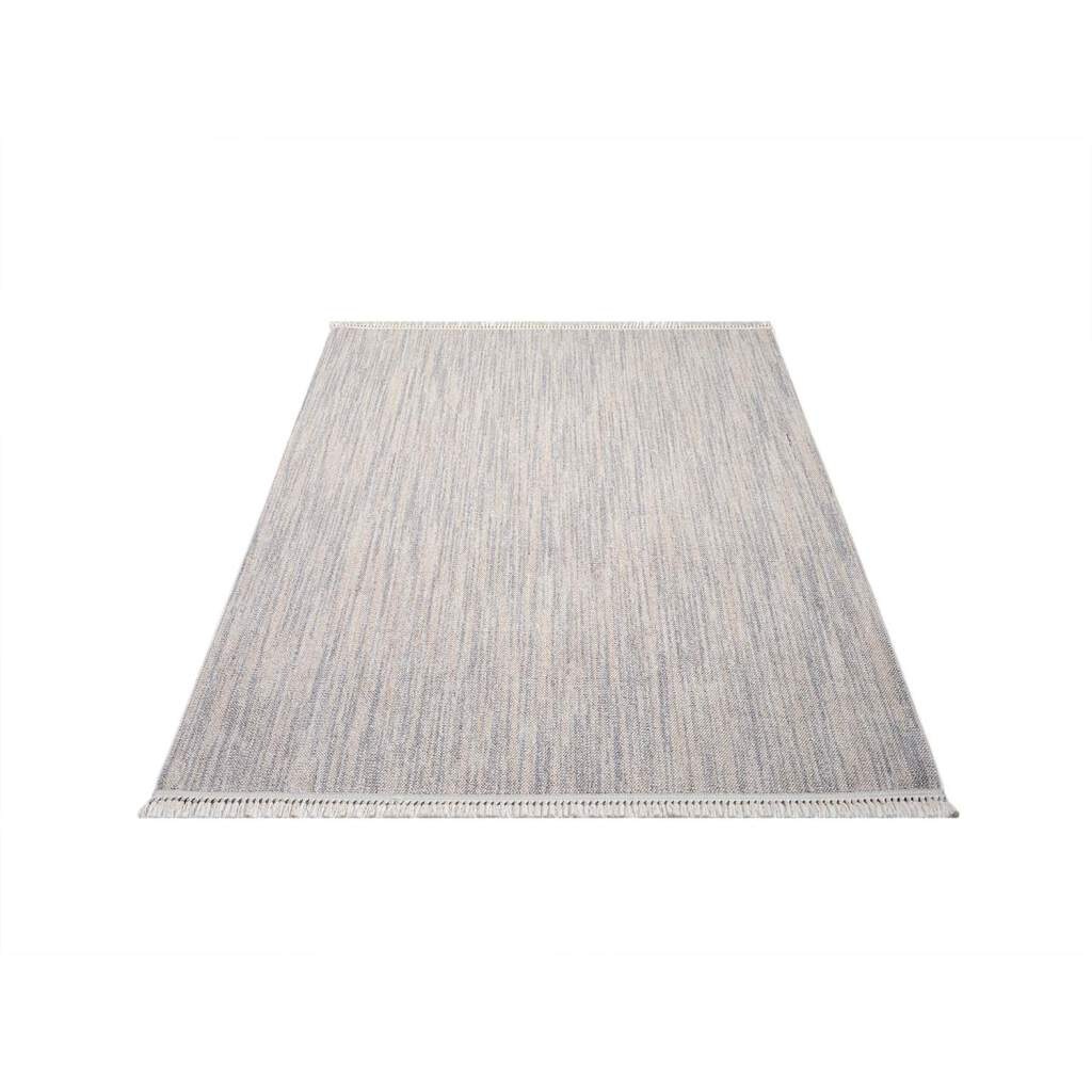 Carpet City Teppich »CLASICO 0052« rechteckig 11 mm Höhe Läufer, Kurzflor, Hochtief-Muster, Boho, Fransen, Wohnzimmer