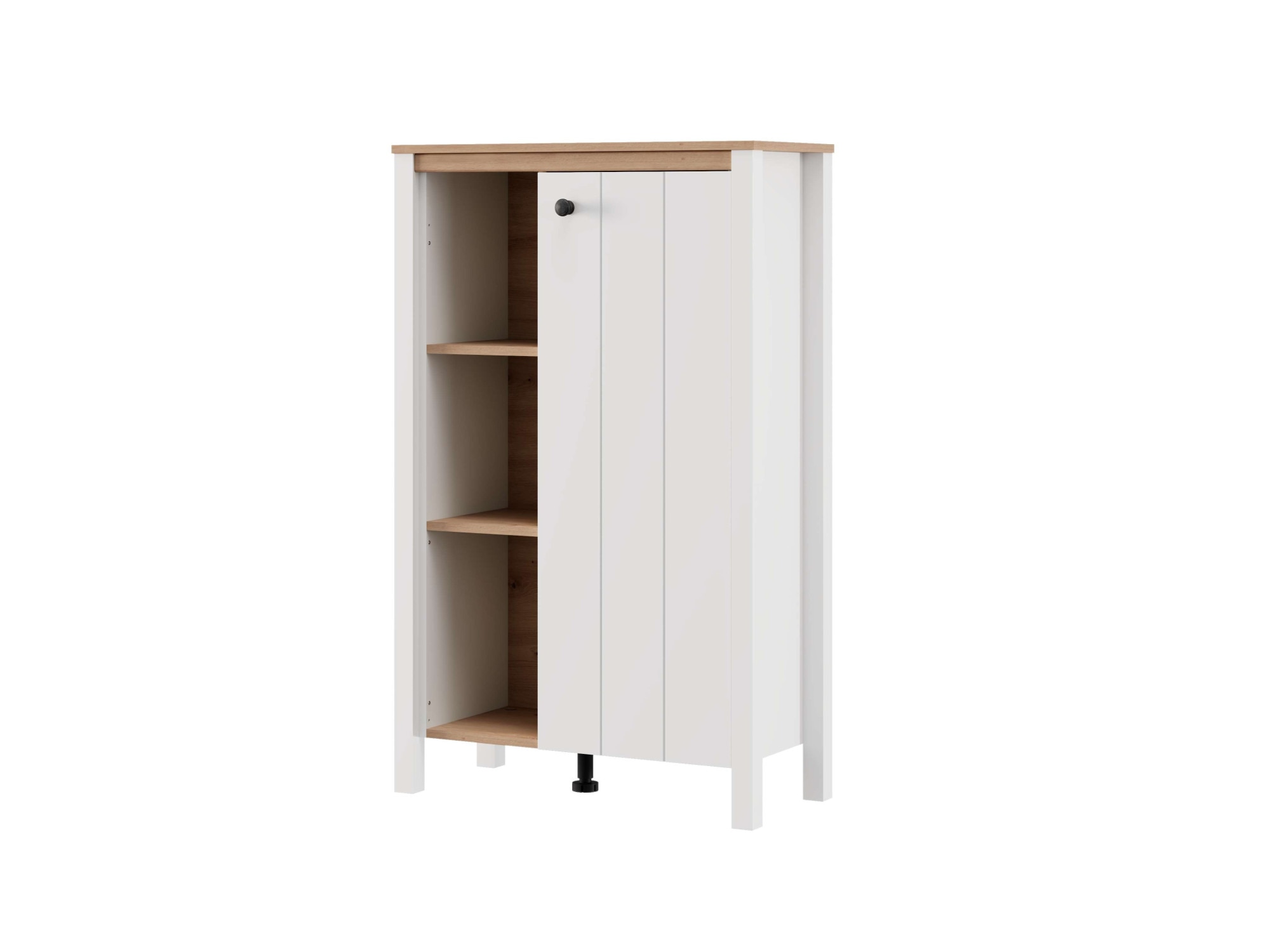 Home affaire Highboard »BEDFORD, Hochkommode, Vitrine im Landhausstil« MDF-Profil 2D ummantelt, 1 Tür & 6 Fächer mit einem Metallgriff