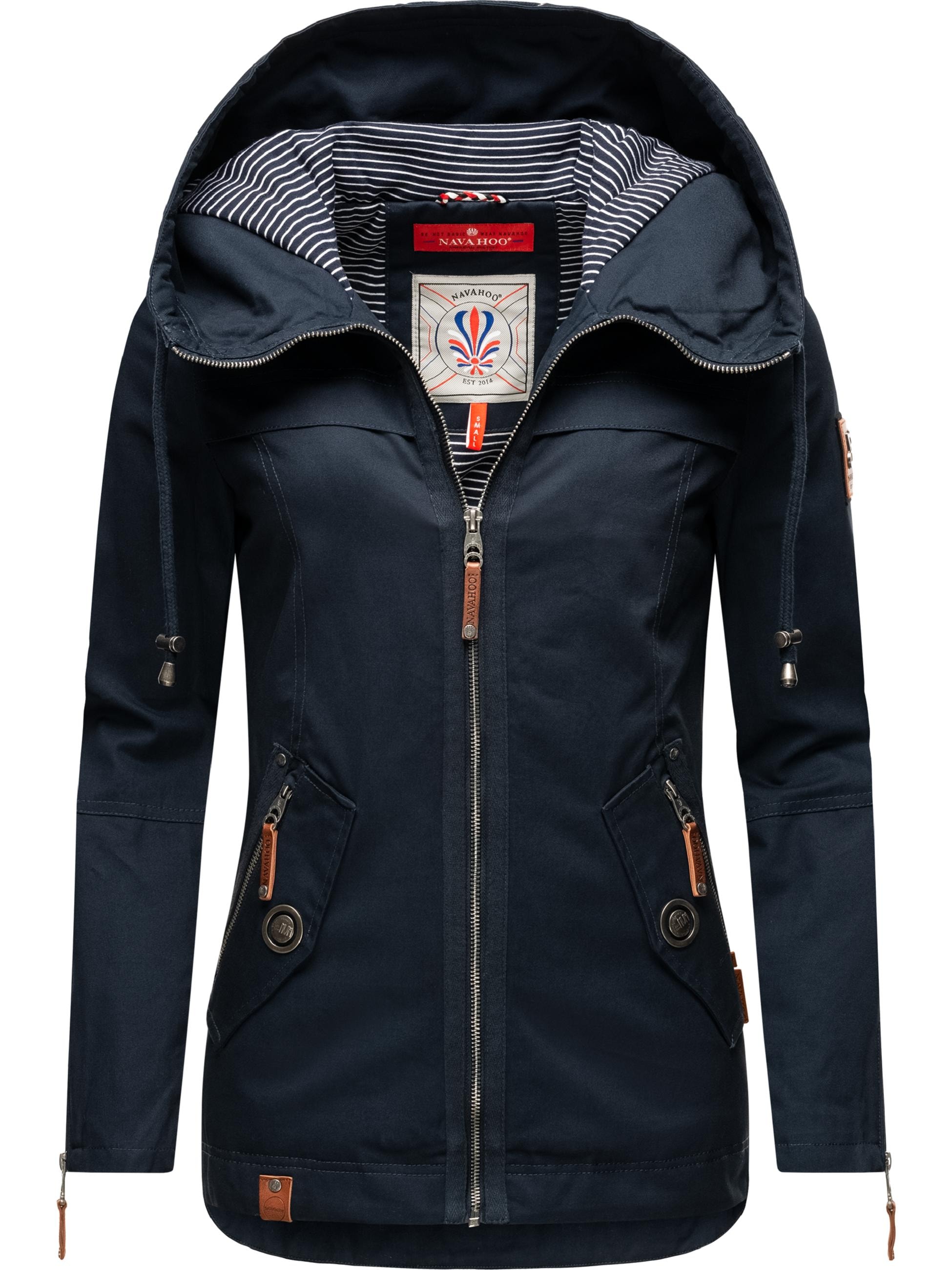 Navahoo Outdoorjacke »Übergangsjacke Wekoo«, mit Kapuze, moderner Damen Übergangsparka aus Baumwolle mit Kapuze