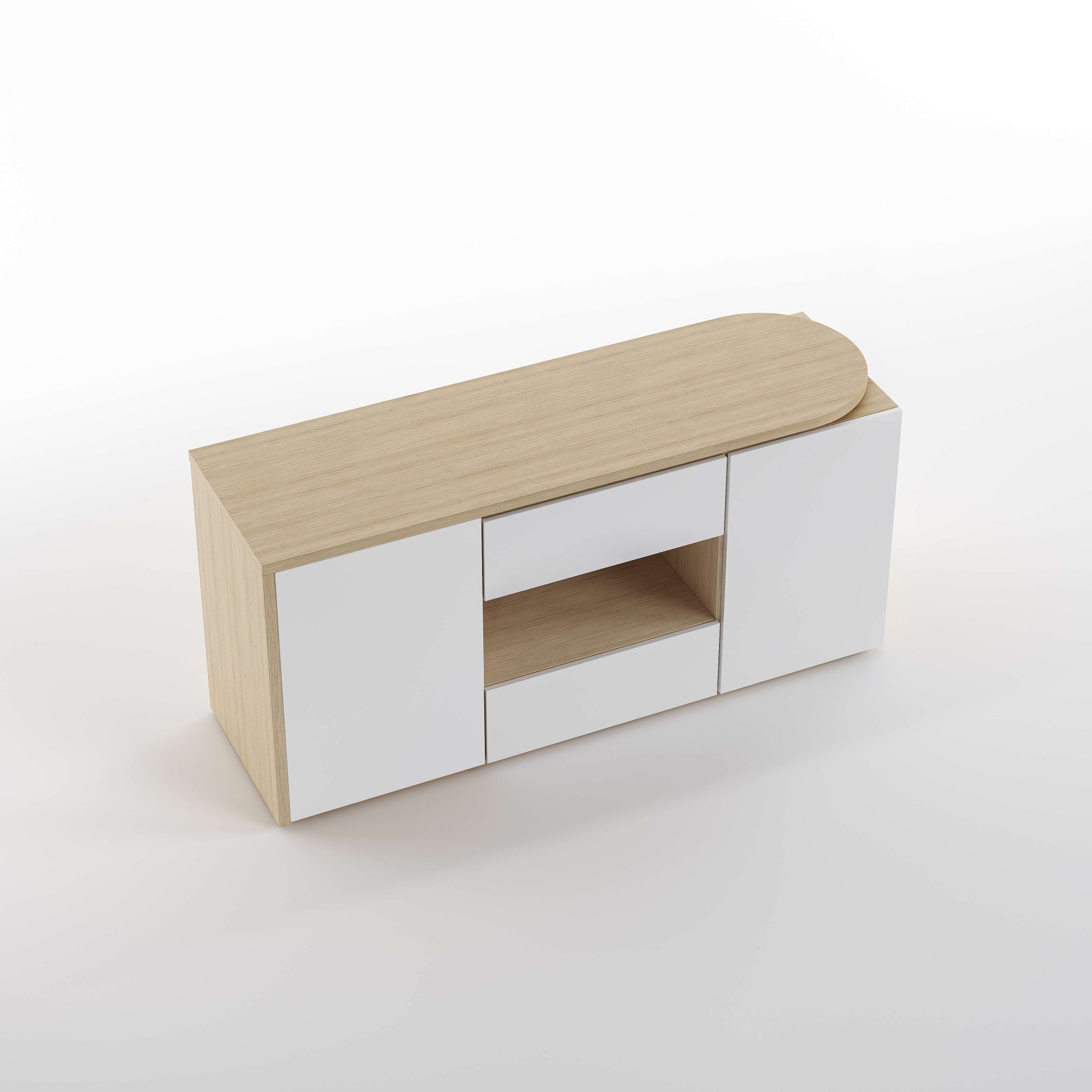 TemaHome Sekretär »ein Sideboard und Schreibtisch, ausziehbar, über Eck,«, mit 2 Schubladen, 1 Tür, offene Fächer, mit Kabeldurchführung
