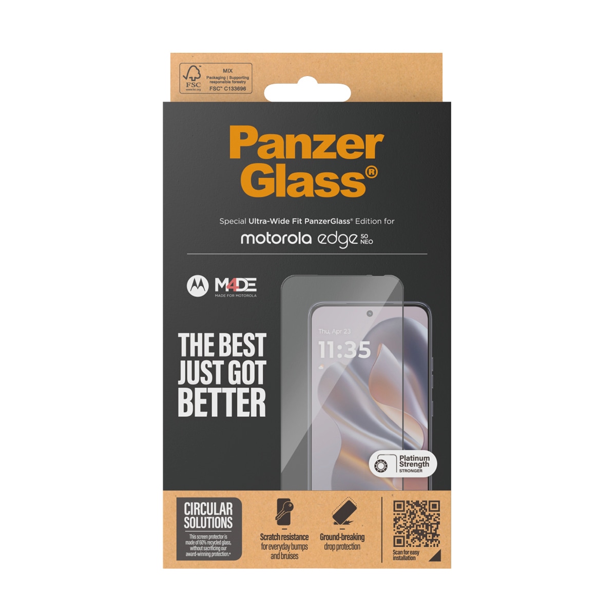 CARE by PanzerGlass Displayschutzglas »Ultra-Wide Fit Screen Protector«, für Motorola edge 50 Neo, Displayschutzfolie, Schutzfolie, Bildschirmschutz, kratz- & stoßfest