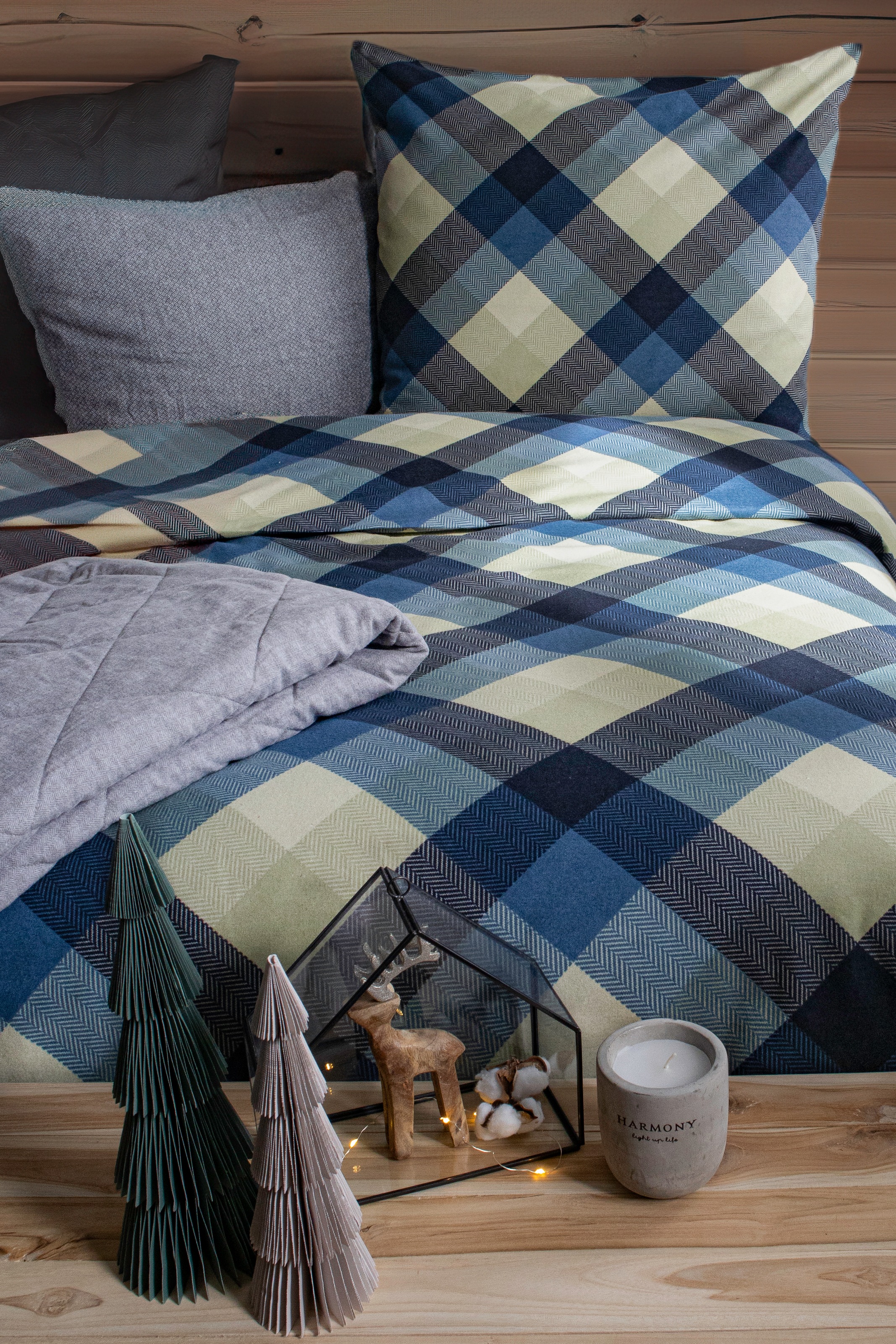 fleuresse Bettwäsche »Aspen« 2 Stk. Feinbiber mit Karo