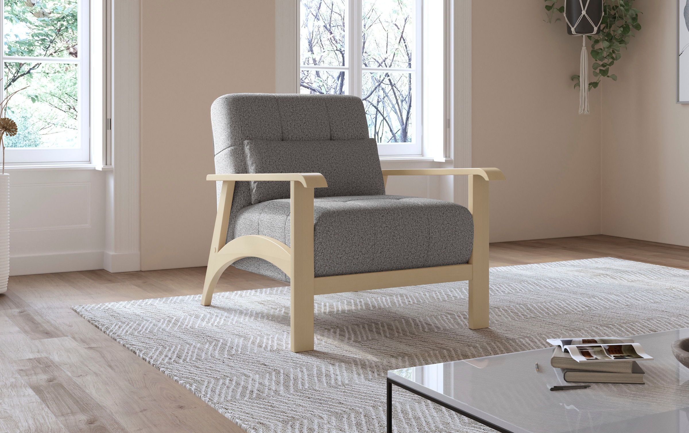 sit&more Sessel »Billund«, Armlehnen aus Buchenholz in natur, verschiedene Bezüge und Farben