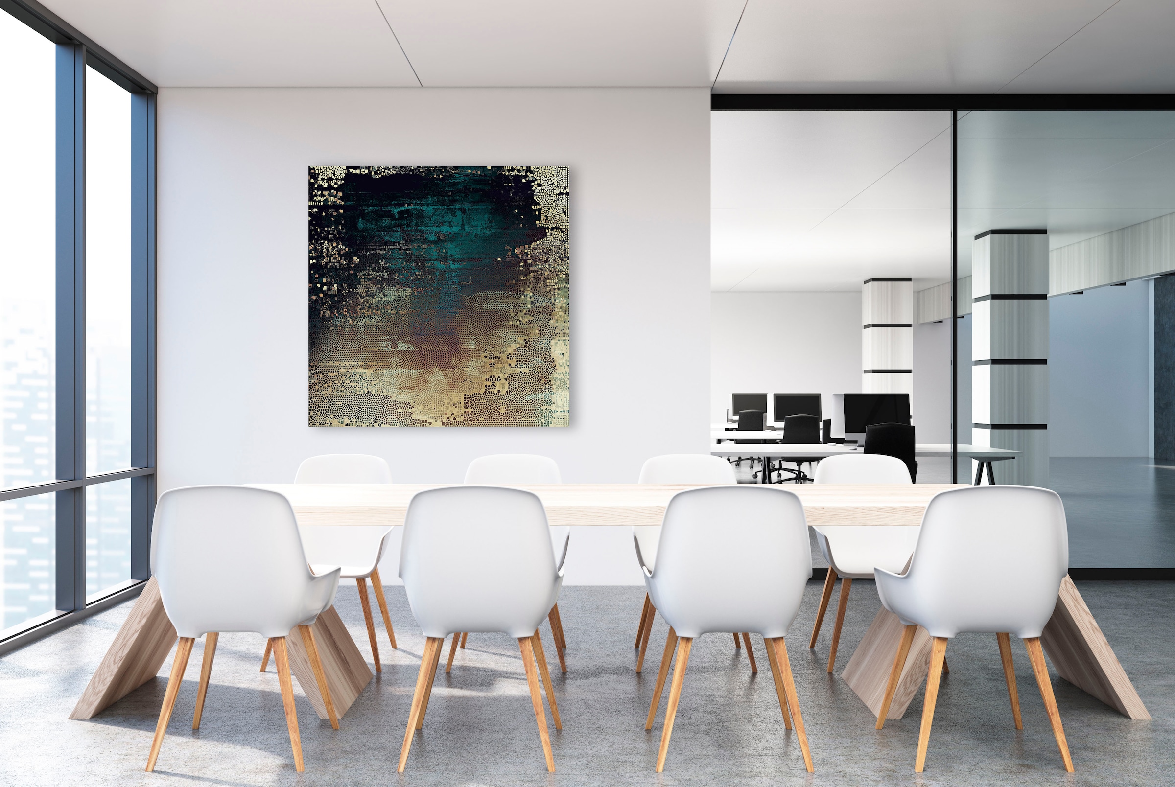 queence Leinwandbild »Golden Snake« Abstrakt | Abstrakte | Kunst | Modern 1 Stk. tlg. Akustikbild mit sehr guten Schallabsorptions-Eigenschaften