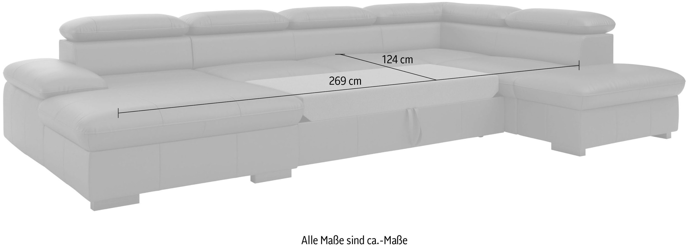Home affaire Wohnlandschaft »Alberto U-Form«, mit Kopfteilverstellung, wahlweise mit Bettfunktion