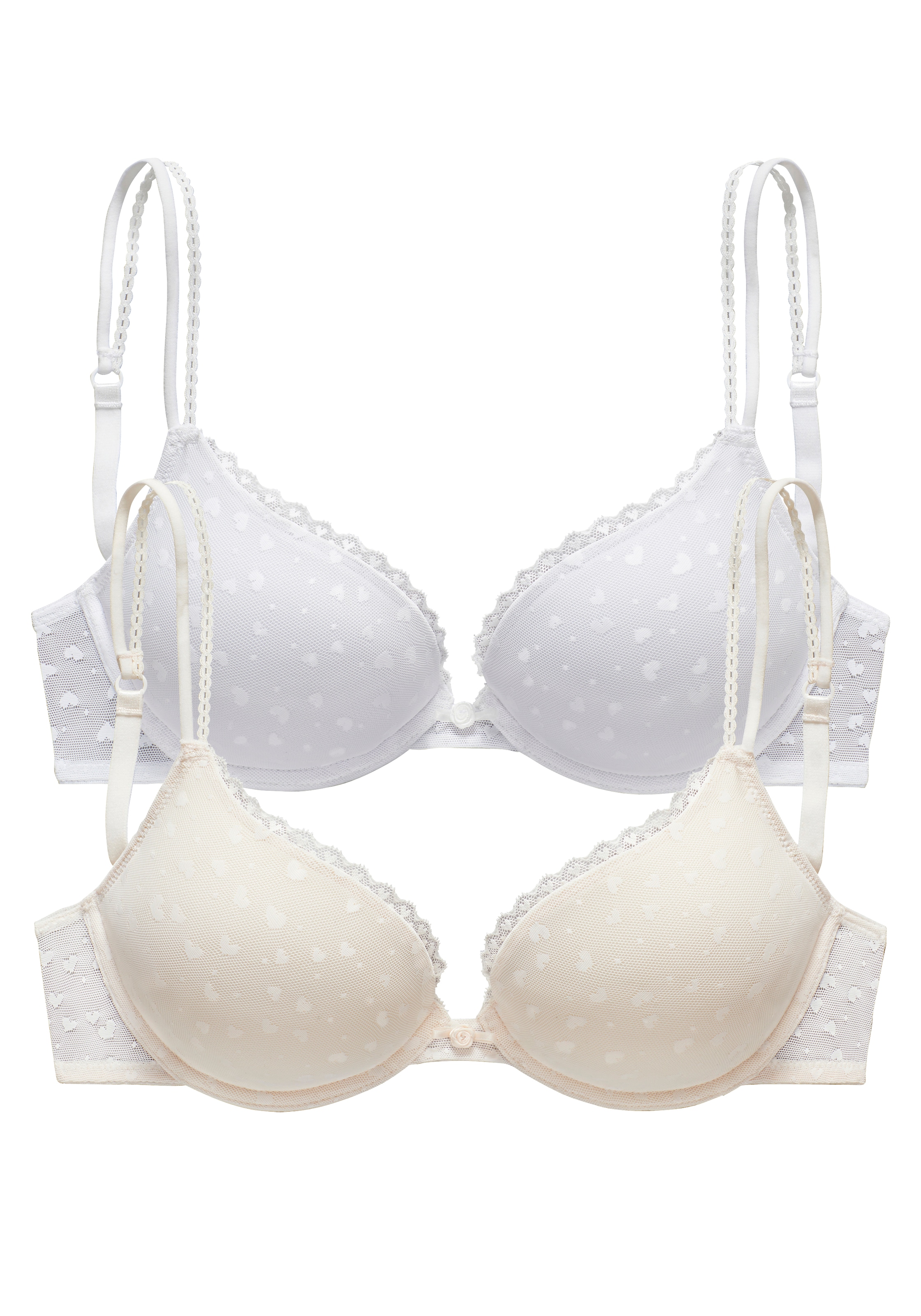 petite fleur Push-up-BH, aus süßem Herzchen-Mesh mit edlen Spaghettiträgern, sexy Dessous
