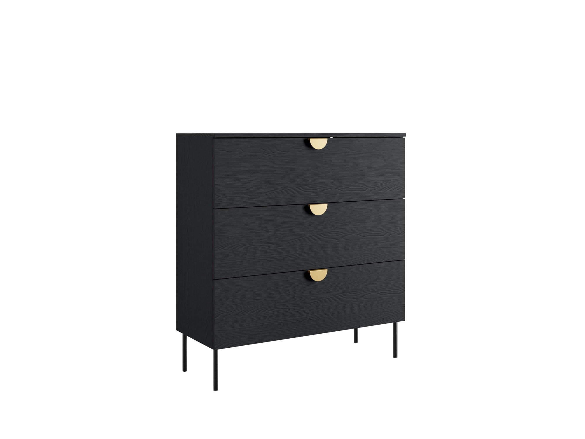 Leonique Kommode »BELLOT Sideboard mit 3 Schubladen, Maße B/T/H: 100/40/107 cm«, auf Metallfüßen, mit goldenen Metallgriffe