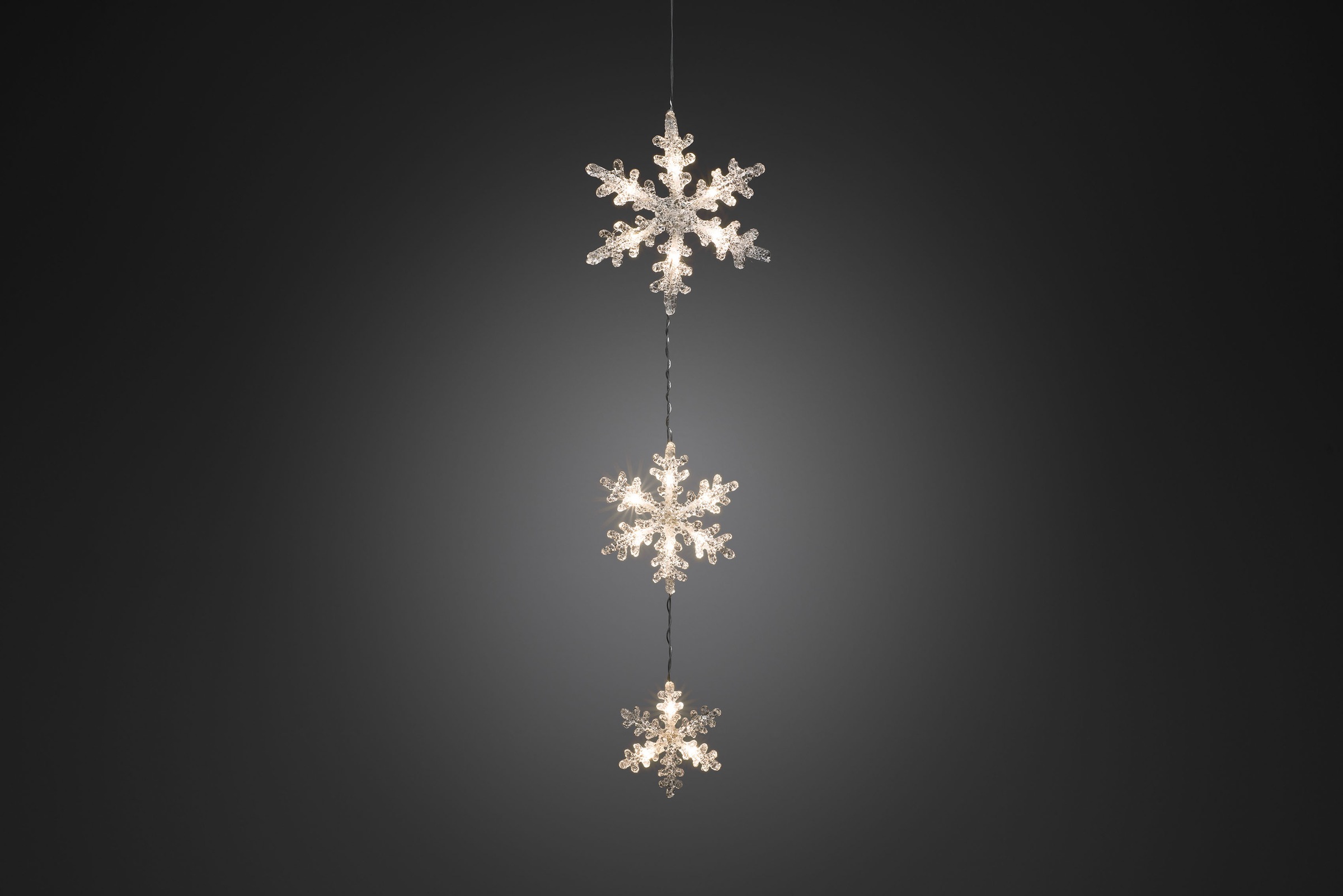 KONSTSMIDE LED-Lichtervorhang »Weihnachtsdeko aussen«, 15 St.-flammig, LED Lichtervorhang, 3 Acryl Schneeflocken, 15 warm weiße Dioden