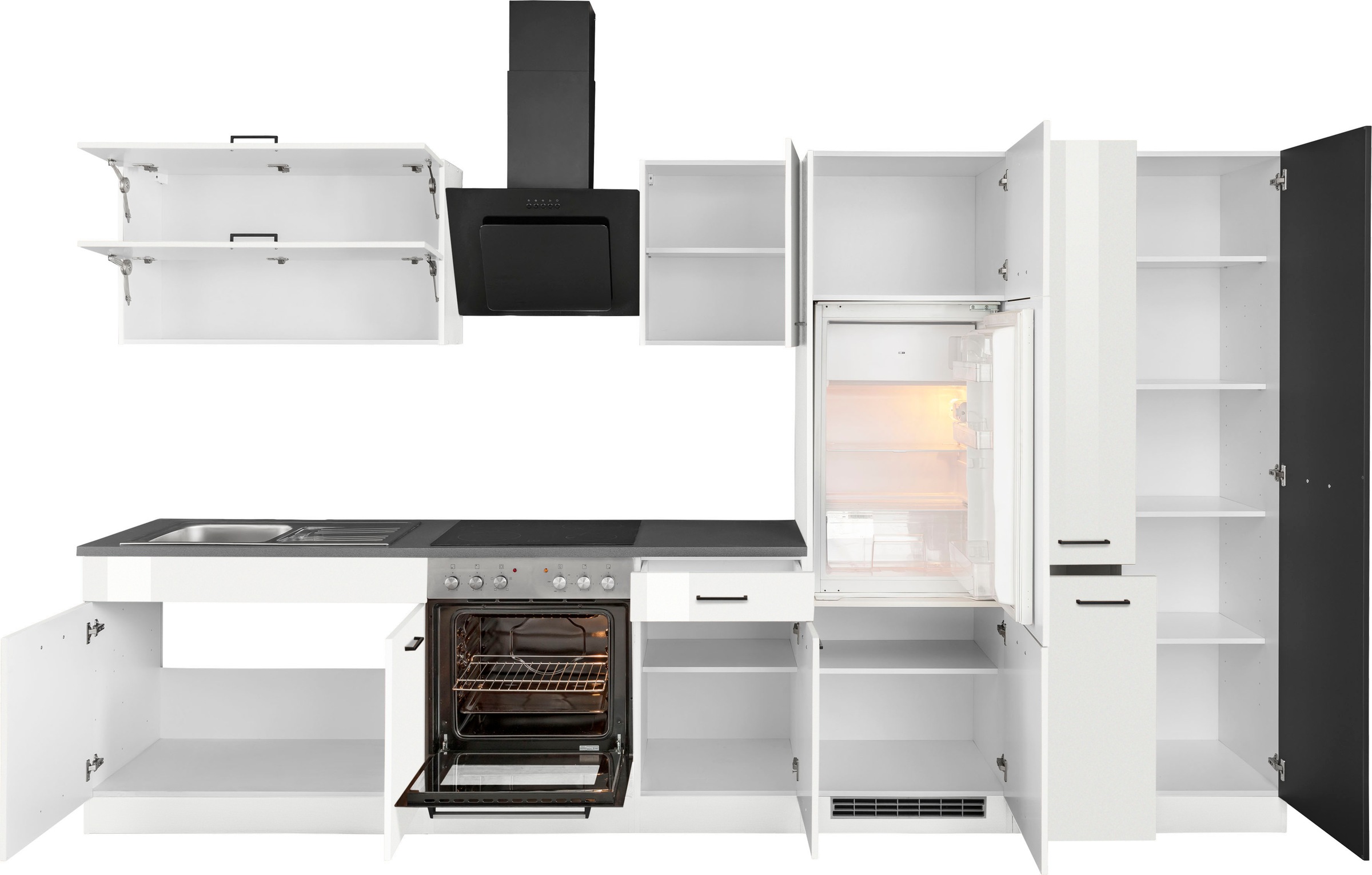 KOCHSTATION Küchenzeile »KS-Trier« mit E-Geräten, Breite 350 cm