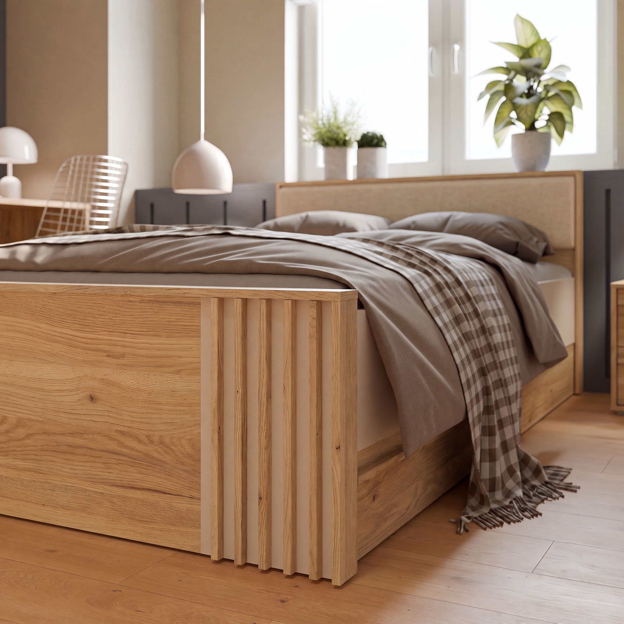 FORTE Bett »Bett mit Stauraum 2 SK, Kopfteil gepolstert« B/H/T 130/84/213 cm, in 2 Farben erhältlich