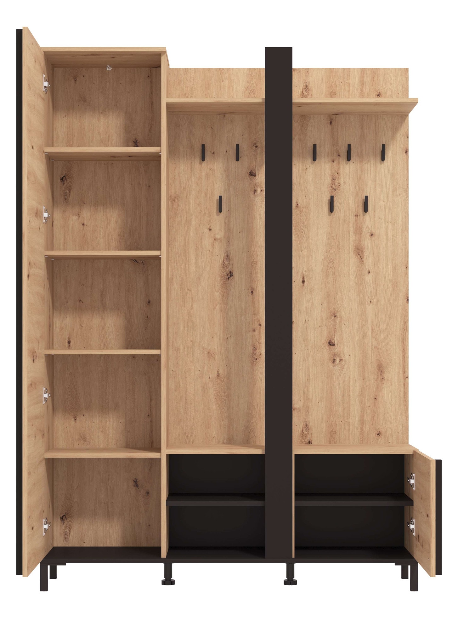 Home affaire Kompaktgarderobe »Nino Flurgarderobe, Dielenschrank, Flurmöbel, Garderobe, Breite 135 cm« Schuhschrank, Spiegel, Haken, viel Stauraum, ideal für kleine Räume