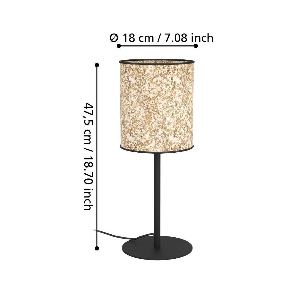 EGLO Tischleuchte »BUTTERBURN Tischlampe, Stahl und Textil, Nachttischlampe, E27, Lampe«, 1 flammig, Leuchtmittel E27 | ohne Leuchtmittel, BUTTERBURN, Schwarz, Grün, Beige, H47,5 x Ø18 cm, IP20