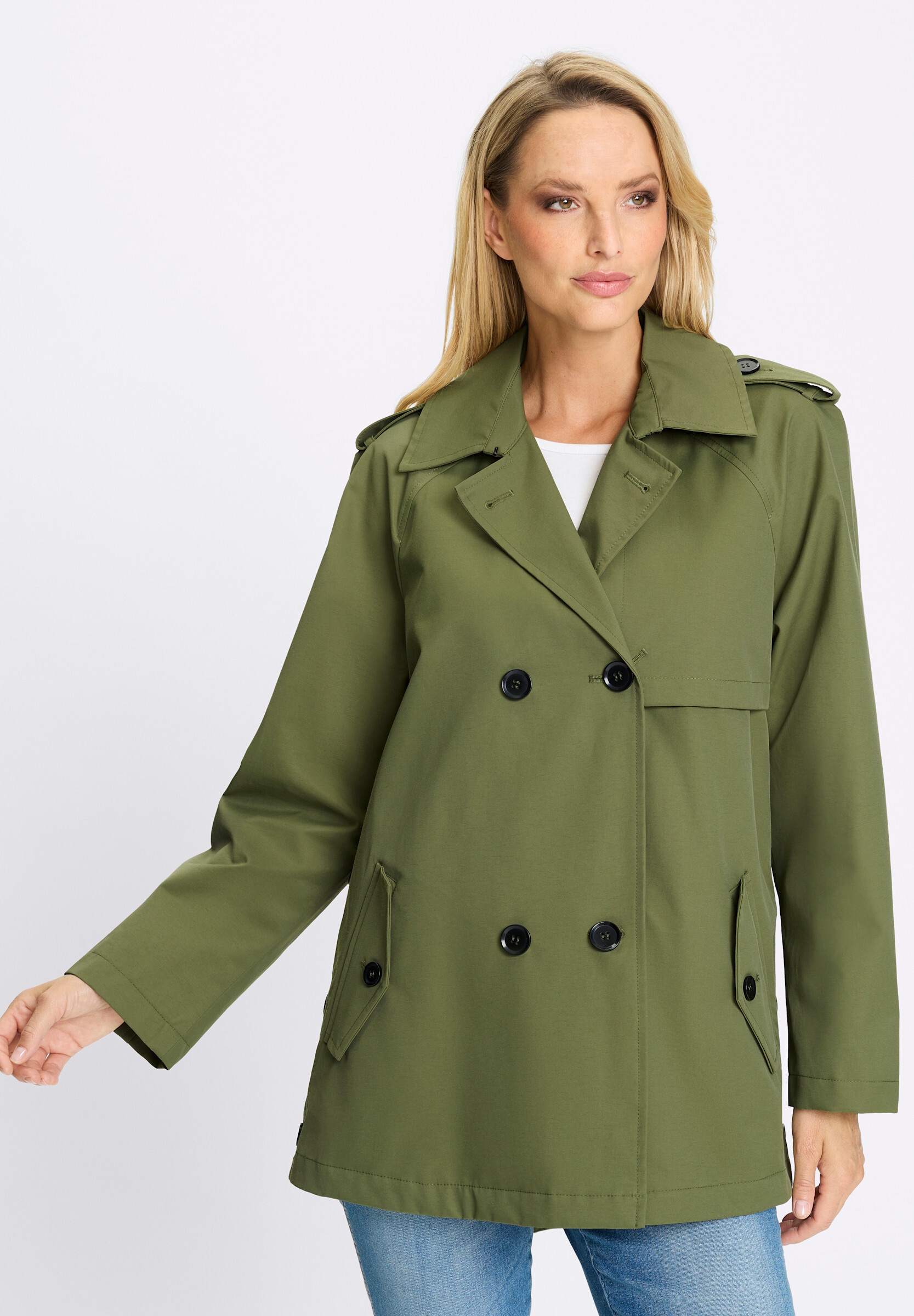 heine Regenjacke »Trenchjacke Trenchcoat leicht glänzend« ohne Kapuze
