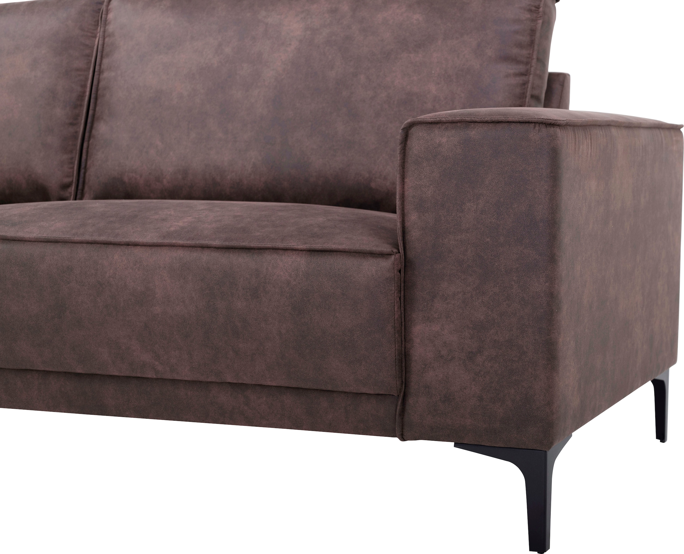 Places of Style Ecksofa »Polsterecke Oland, Struktur, Flachgewebe, Luxus-Microfaser, Boucle«, L-Form, 280 cm, Wellenunterfederung, Skandi-Design, Metallfüße