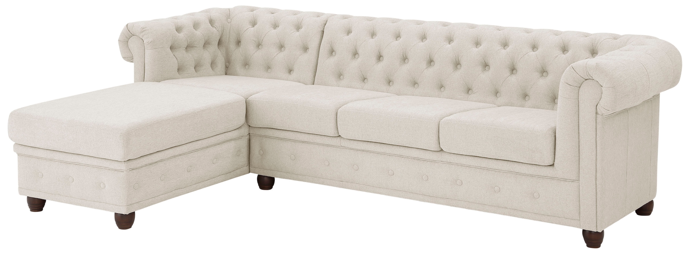 Home affaire Chesterfield-Sofa »New Castle L-Form«, hochwertige Knopfheftung in Chesterfield-Design, B/T/H: 255(171/72)