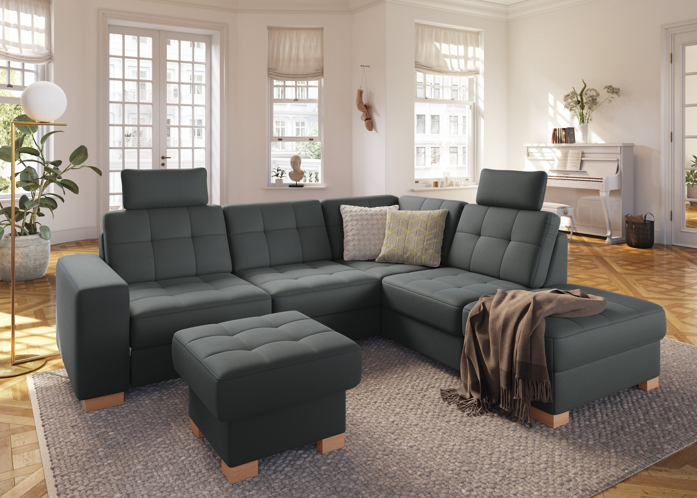 sit&more Ecksofa »Quincy L-Form«, wahlweise mit Bettfunktion und Bettkasten