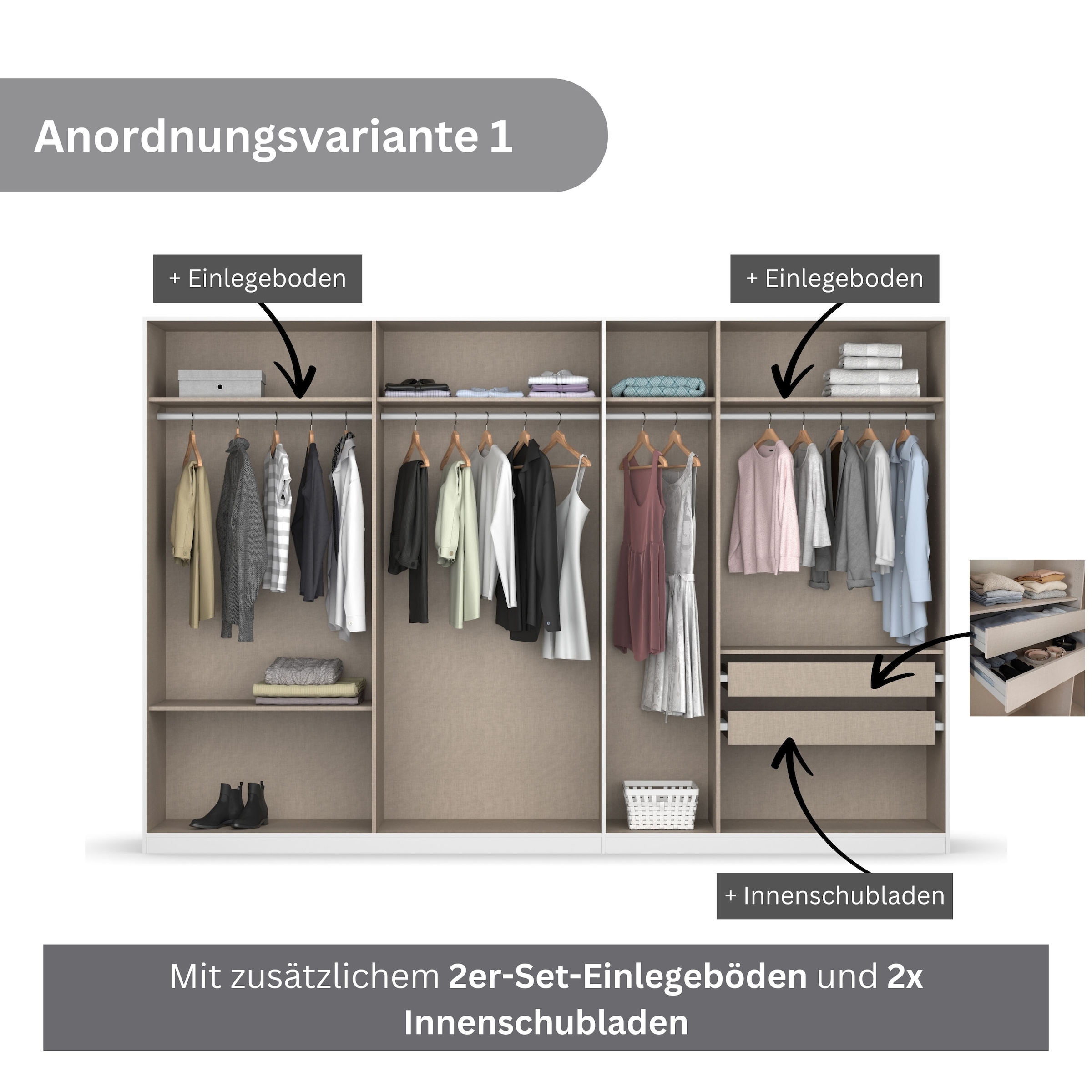 rauch Drehtürenschrank »Koluna«, Hochglanzfront, inkl. 2 Innenschubladen sowie extra Böden