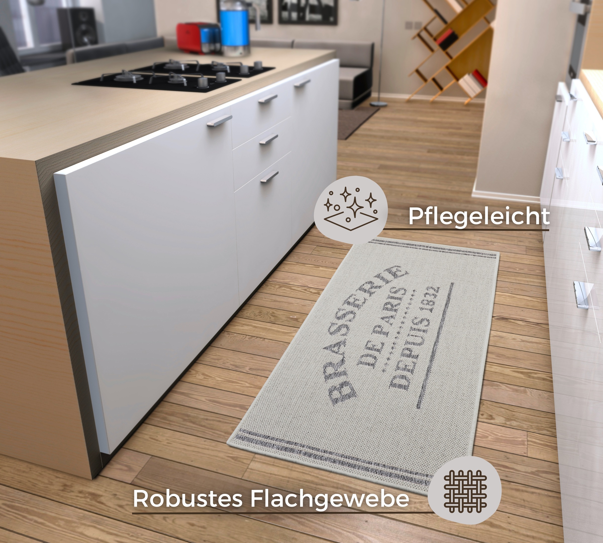 HANSE Home Küchenläufer »Brasserie de Paris«, rechteckig, 5 mm Höhe, Läufer, Rutschfest, Küchenteppich, Küche, Teppich, Pflegeleicht
