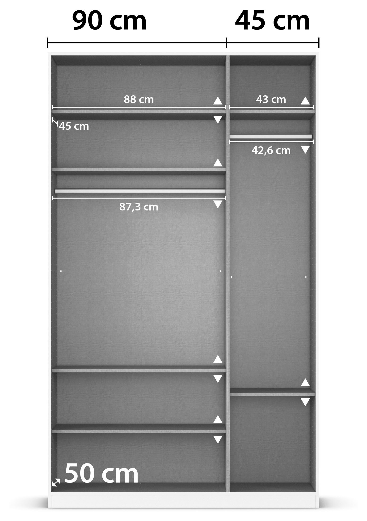 rauch Drehtürenschrank »Kleiderschrank Schrank Garderobe AGORDO TOPSELLER Schlafzimmer«, (in zwei Griff-Farben, Breiten 91-360 cm, Dekor- oder Hochglanzfront), durchdachte Innenausstattung, in 7 Breiten und 2 Höhen MADE IN GERMANY