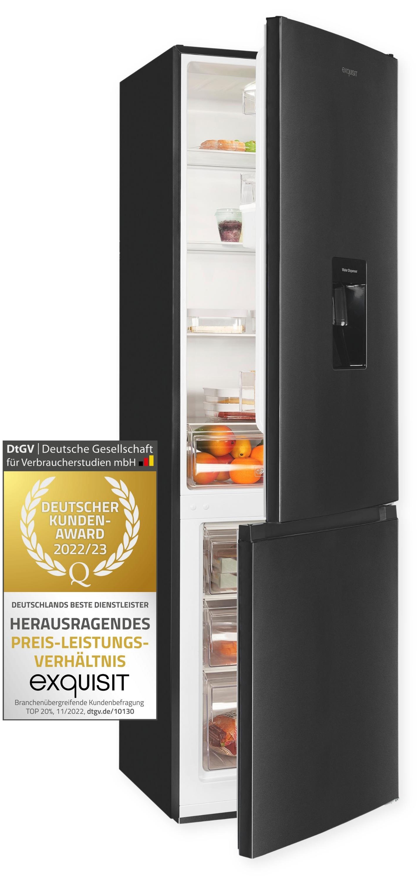 exquisit Kühl-/Gefrierkombination »KGC265-70-WS-040E inoxlook-az«