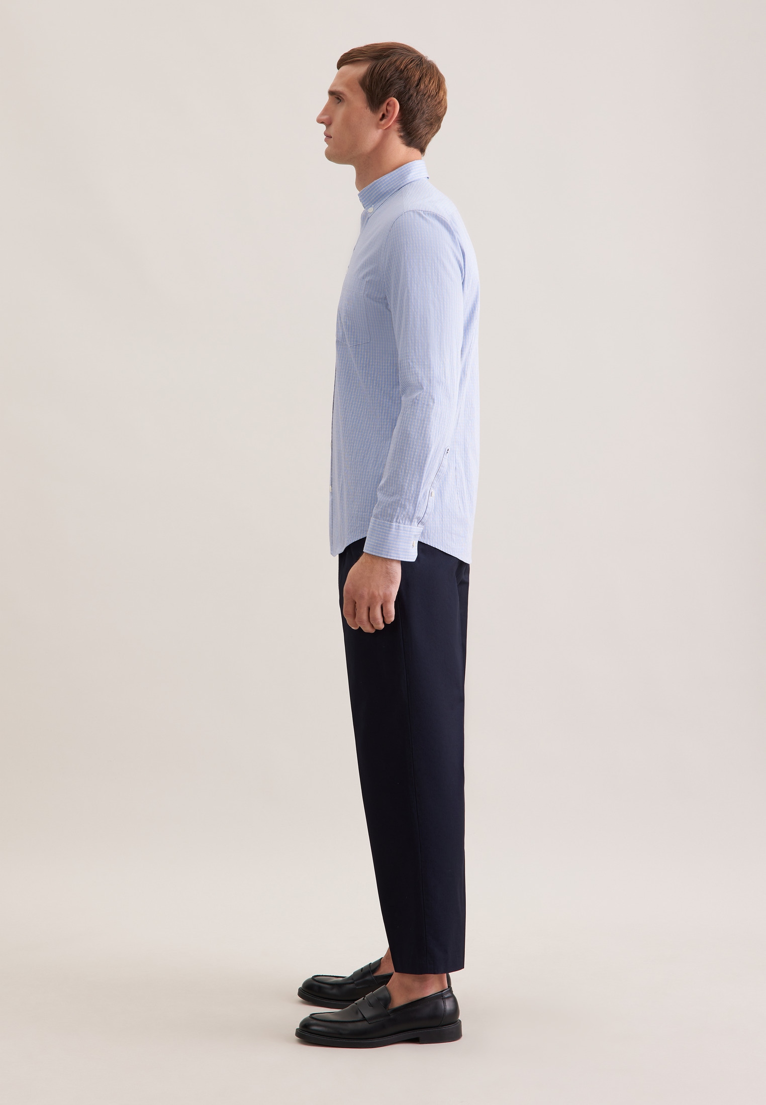 seidensticker Businesshemd Slim 1/1 Button-Down-Kragen Karo