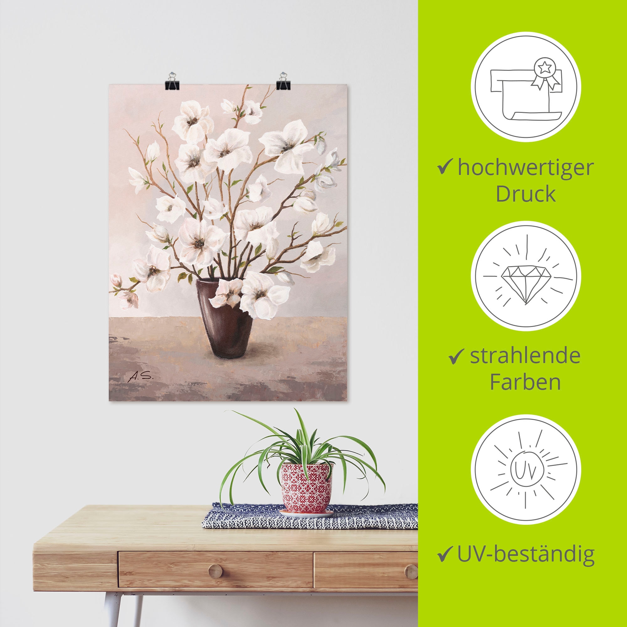 Artland Wandbild »Magnolien« Blumen 1 Stk. tlg. als Leinwandbild, Poster in verschied. Größen