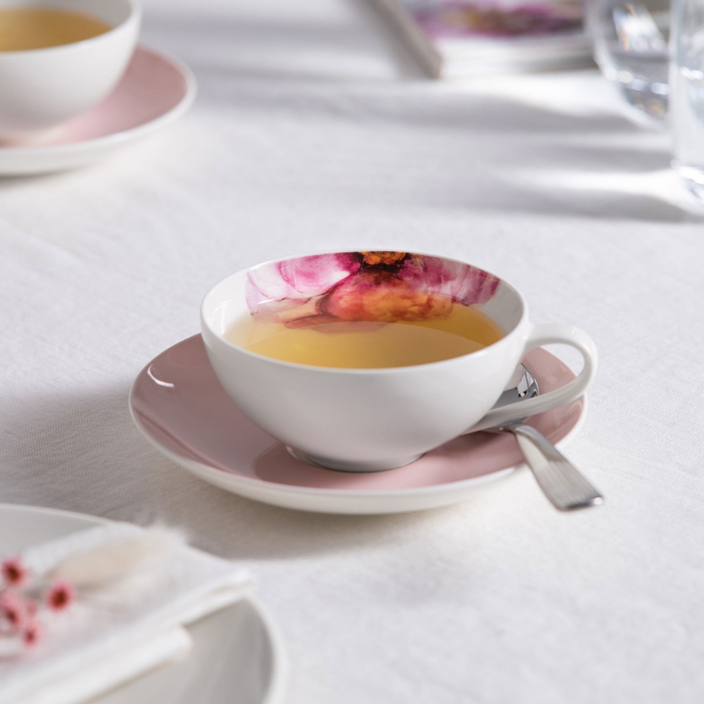 Villeroy & Boch Tasse »Teetassen mit Untertassen Rose Garden 110 ml 6er Set rosa«