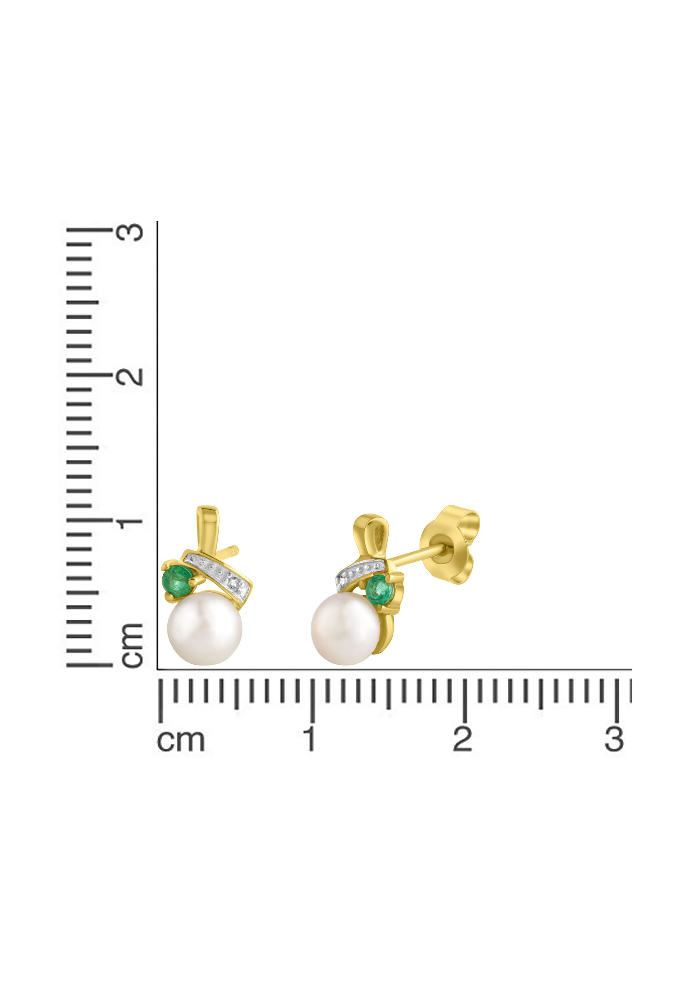 Firetti Perlenohrringe »Schmuck Geschenk Gold 333 Ohrschmuck Perle«, mit Smaragd - mit Süßwasserzuchtperle - mit Diamanten