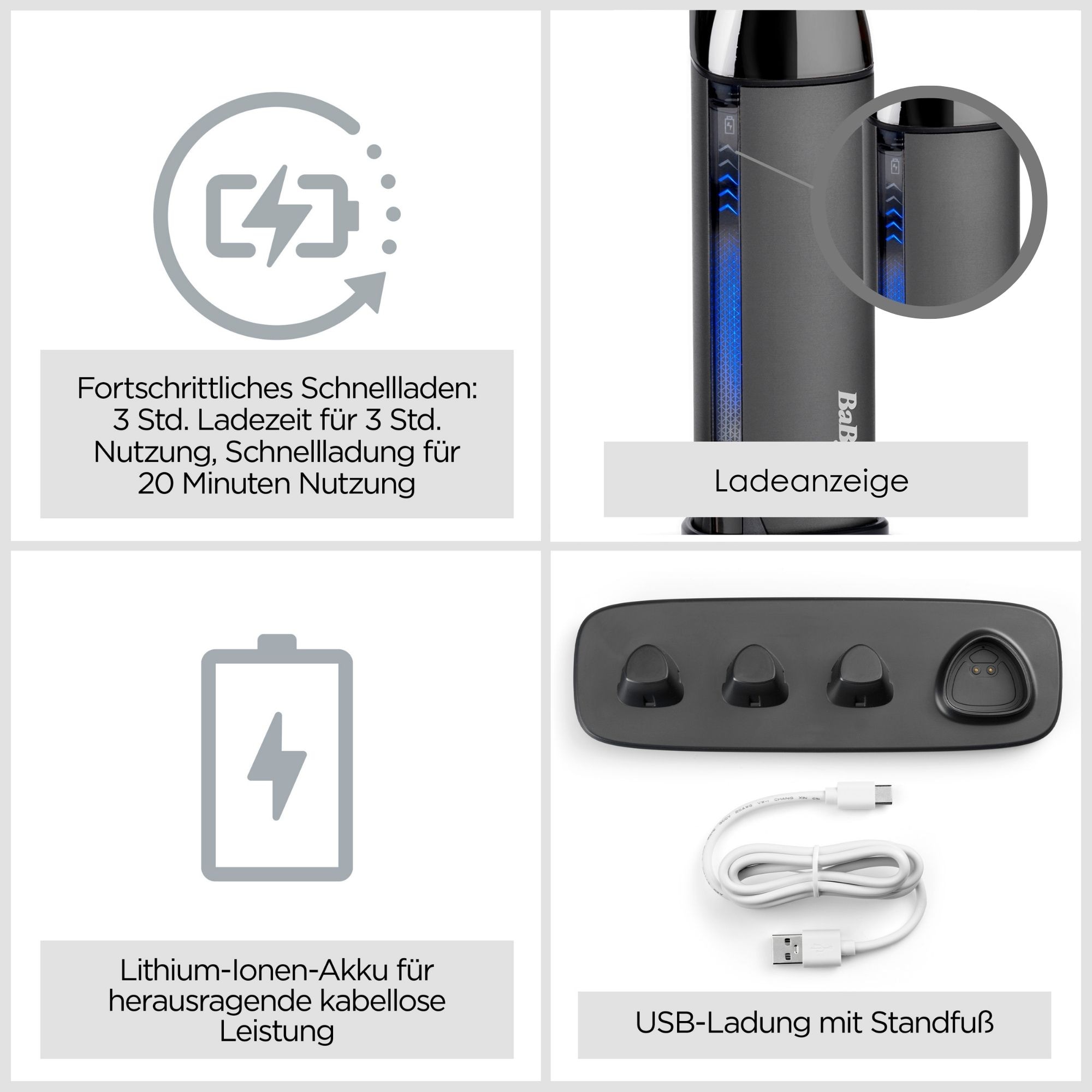 BaByliss Multifunktionstrimmer »BaByliss Super-X Metal 15-in-1 Multitrimmer für Bart & Körper, MT991E« 4 Aufsätze Titan-Klinge, 15 Aufsätze und Kammführungen, USB-Ladestation, kabellos