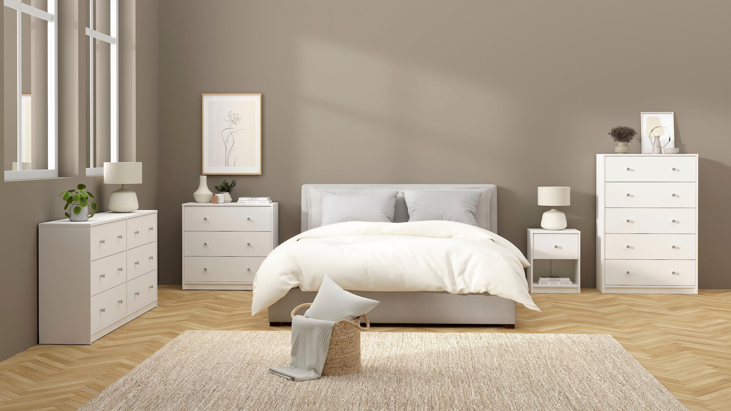 Home affaire Schubkastenkommode Stauraum, Knopfgriffe, einfache Selbstmontage, 72,4 x 68,3 x 30,1 cm