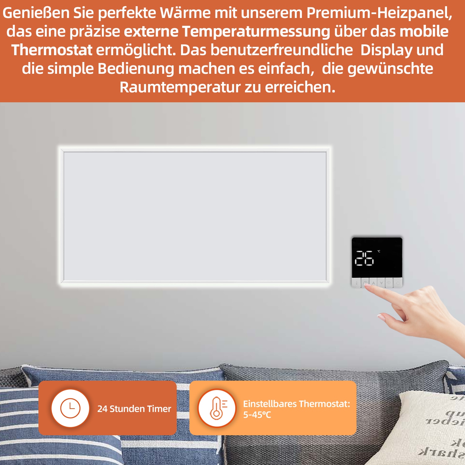 SHX Infrarotstrahler, 1200 W, Smart Home fähig (Wifi), dimmbare Ambiente-LEDs