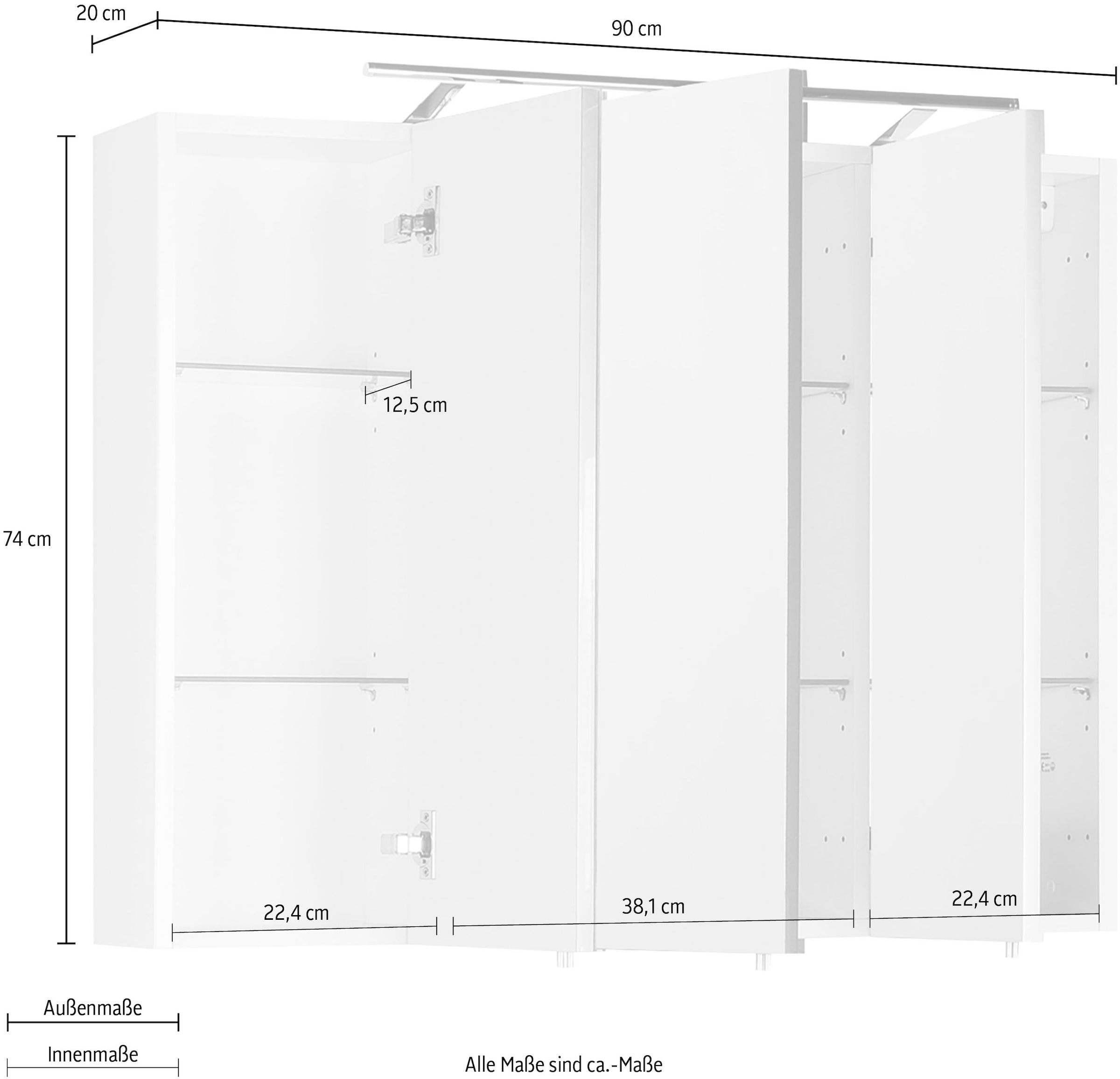 Saphir Spiegelschrank »3040« , Breite 90 cm