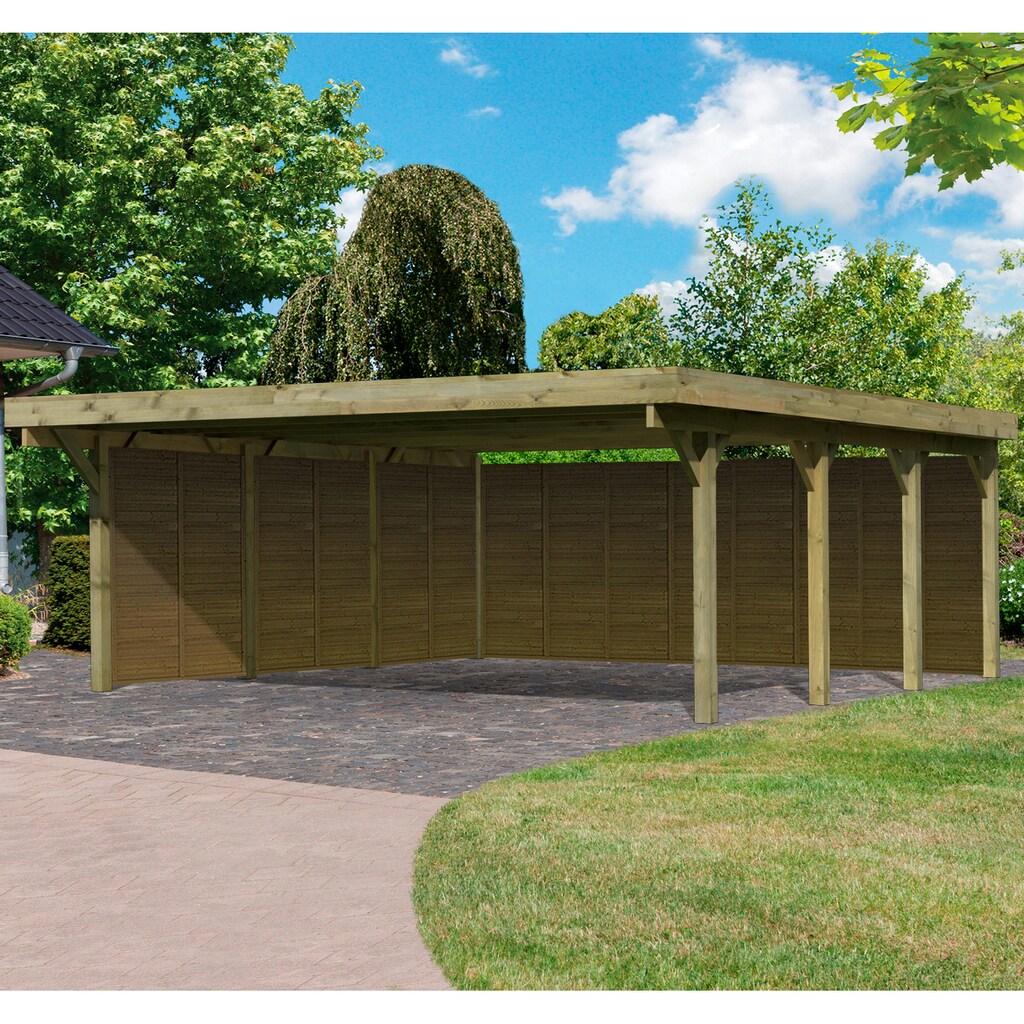 Karibu Doppelcarport »Classic 2«, Holz, 540 cm, braun