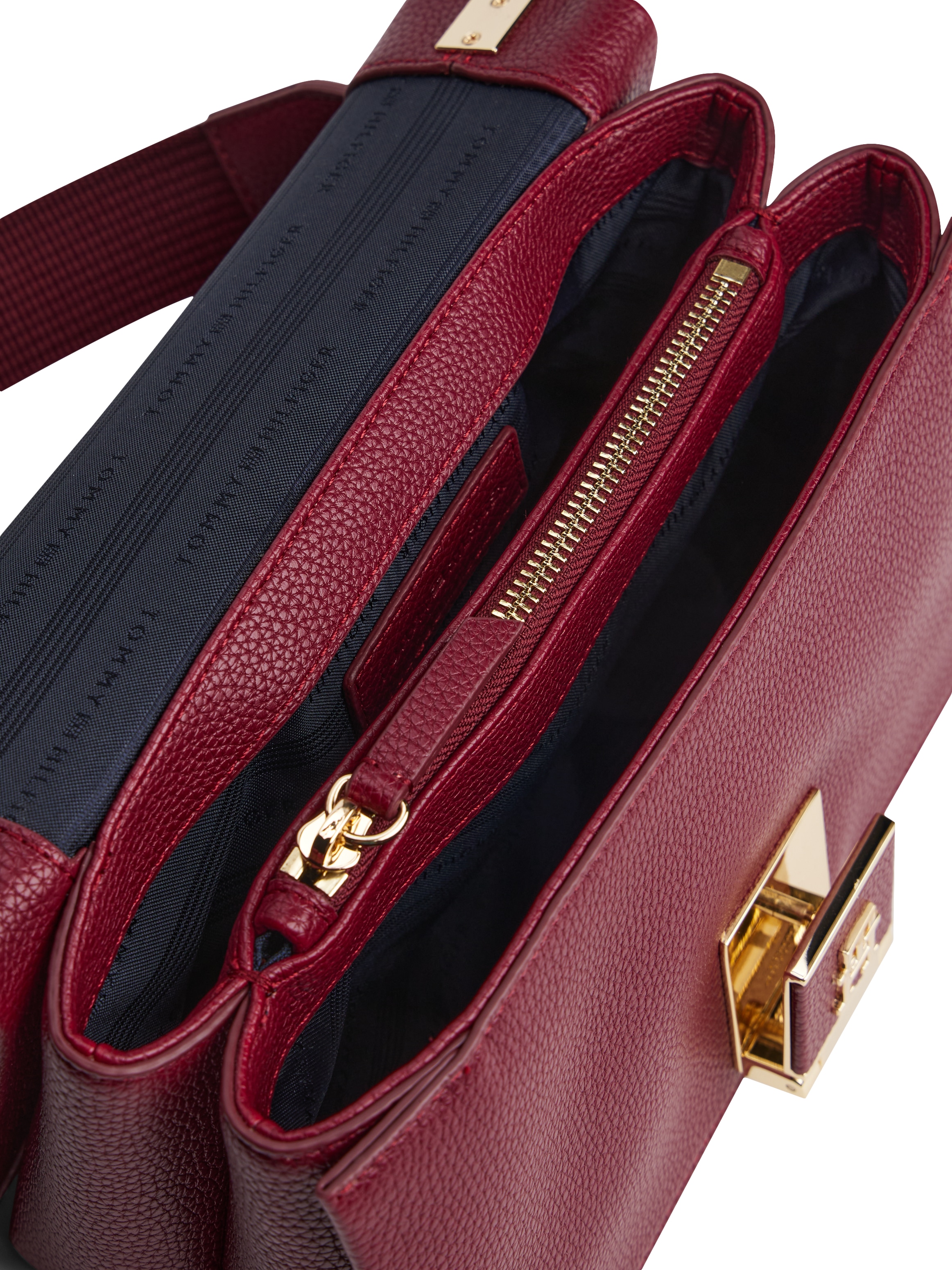 Tommy Hilfiger Umhängetasche »TH HER MED CROSSOVER« , Damen Tragetasche, Schultertasche mit goldfarbenem Steckverschluss
