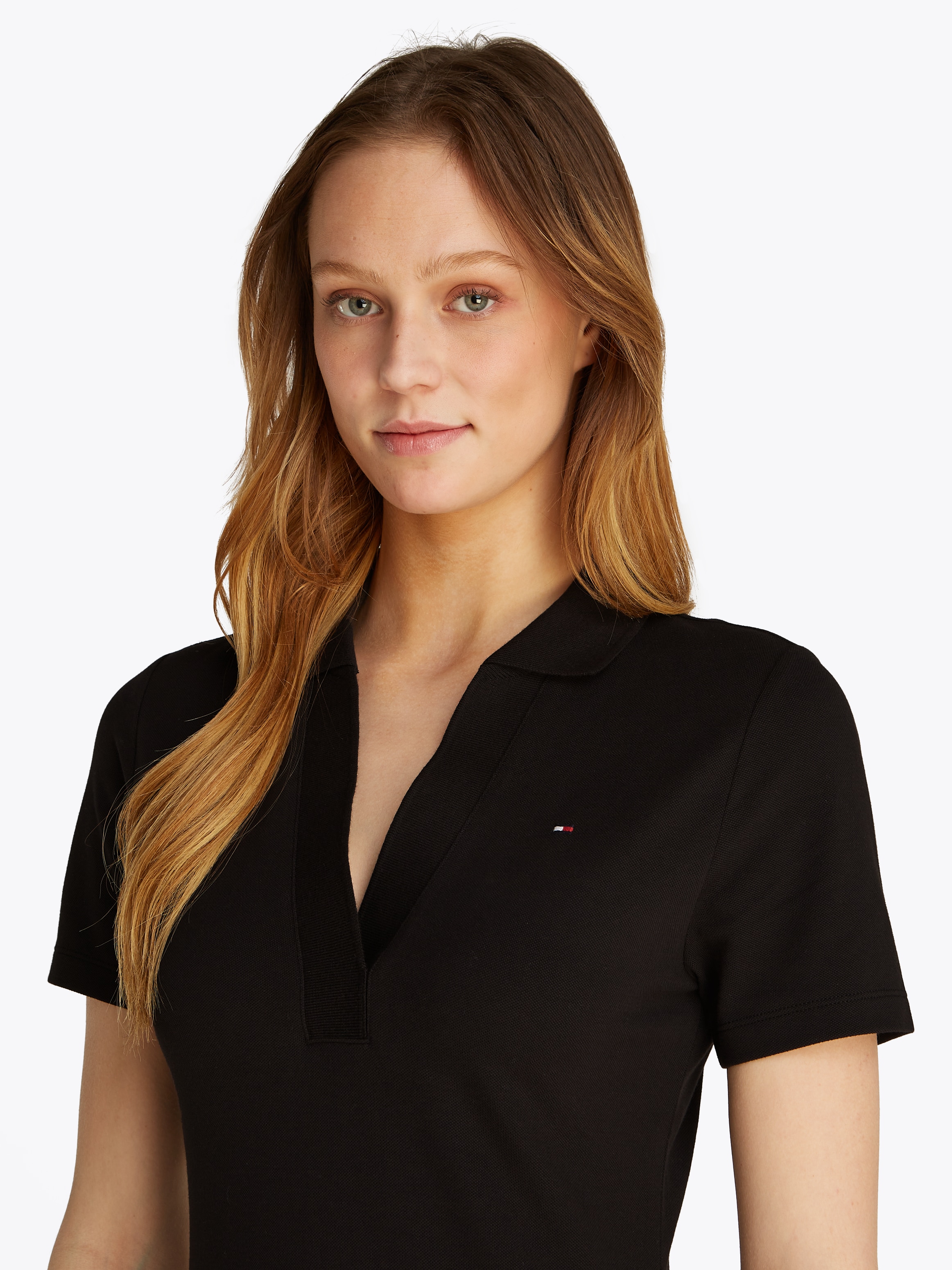Tommy Hilfiger Polokleid »SLIM OPEN NK POLO DRESS SS«, mit gestickter Tommy Hilfiger Flagge