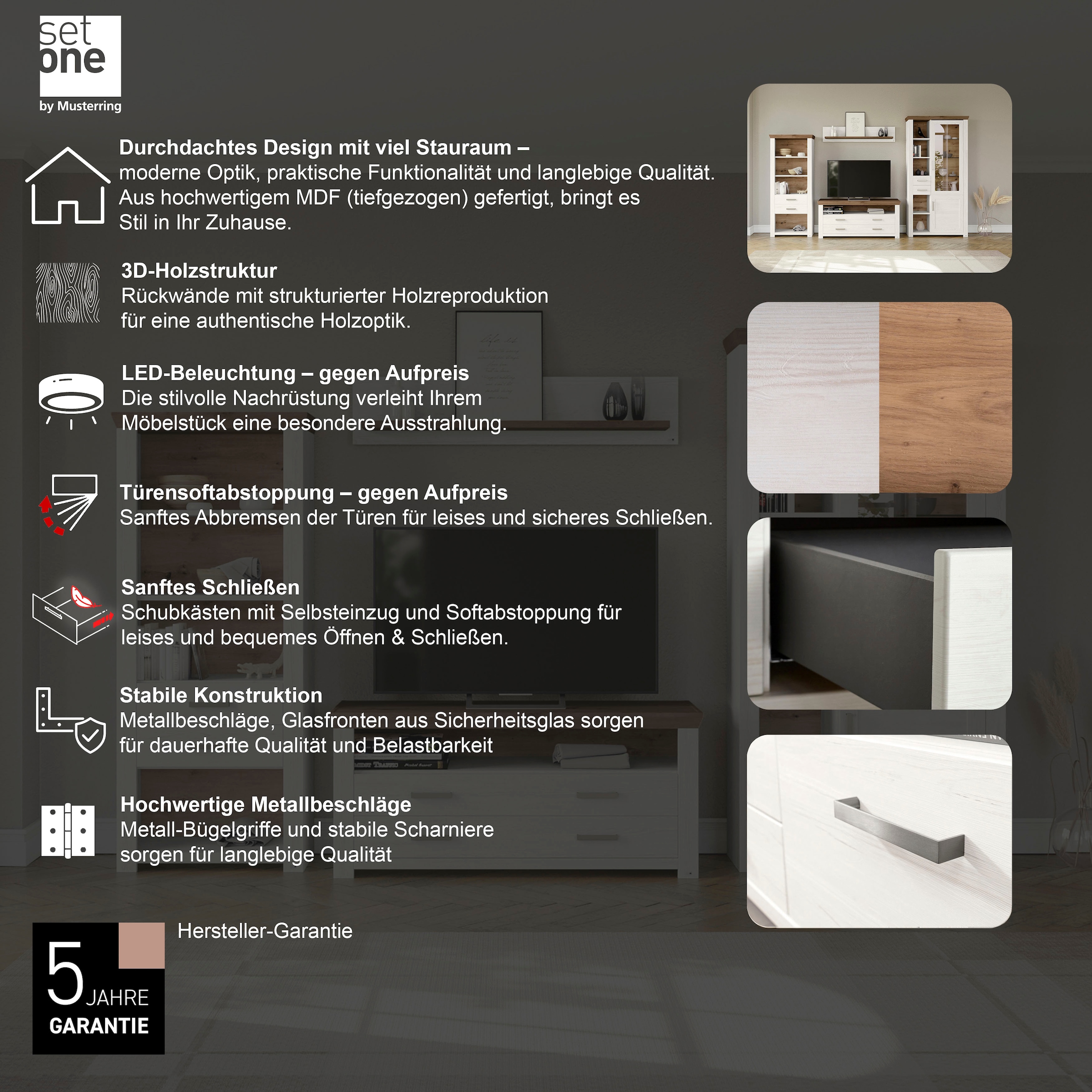 set one by Musterring Wohnwand »York« 4 Stk. tlg.