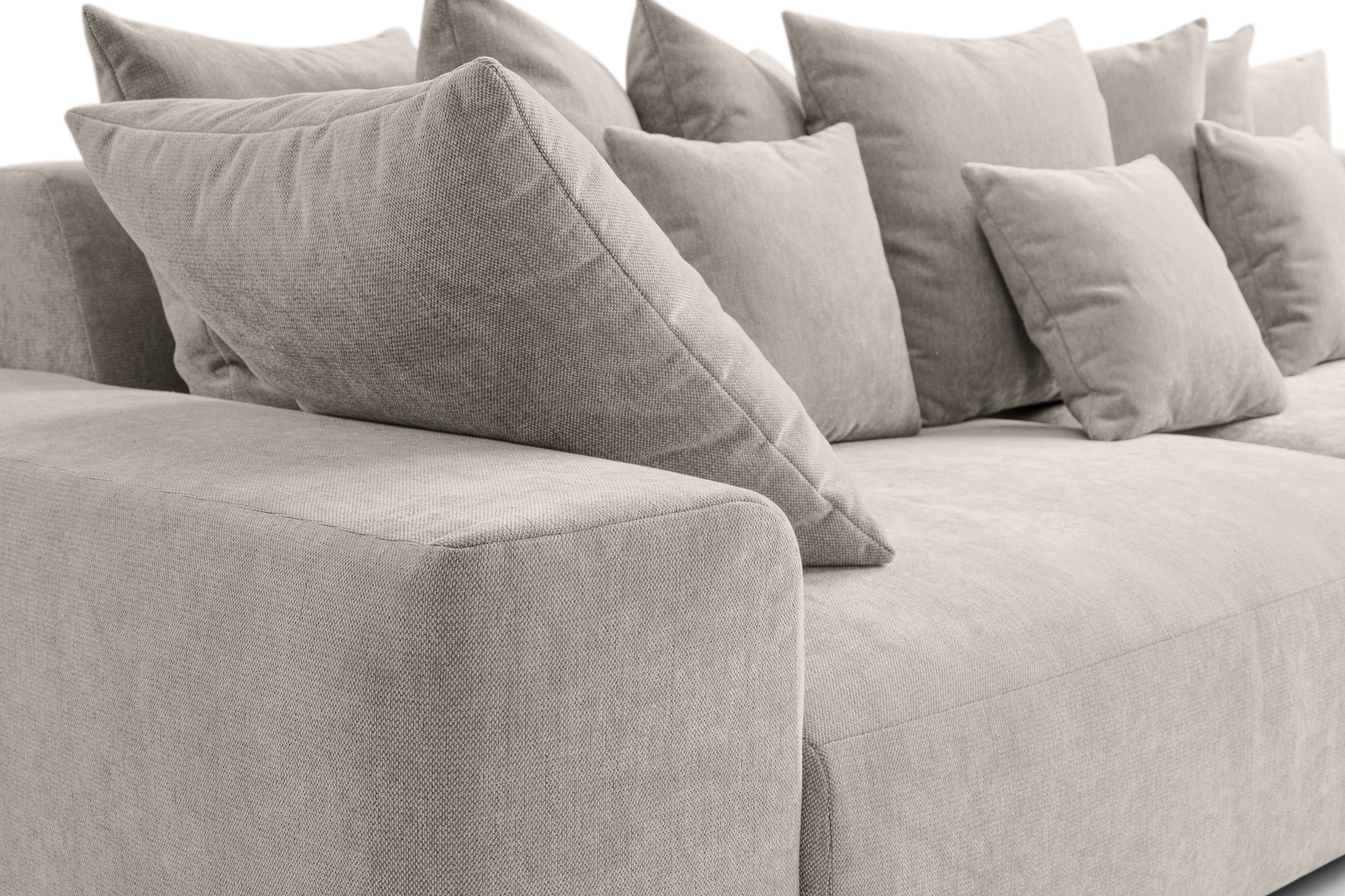 WERK2 Big-Sofa »Maxi B, Breite 290 cm«, Maximaler Kuschelkomfort: XXL-Sofa mit 78 cm Sitztiefe & 12 Kissen
