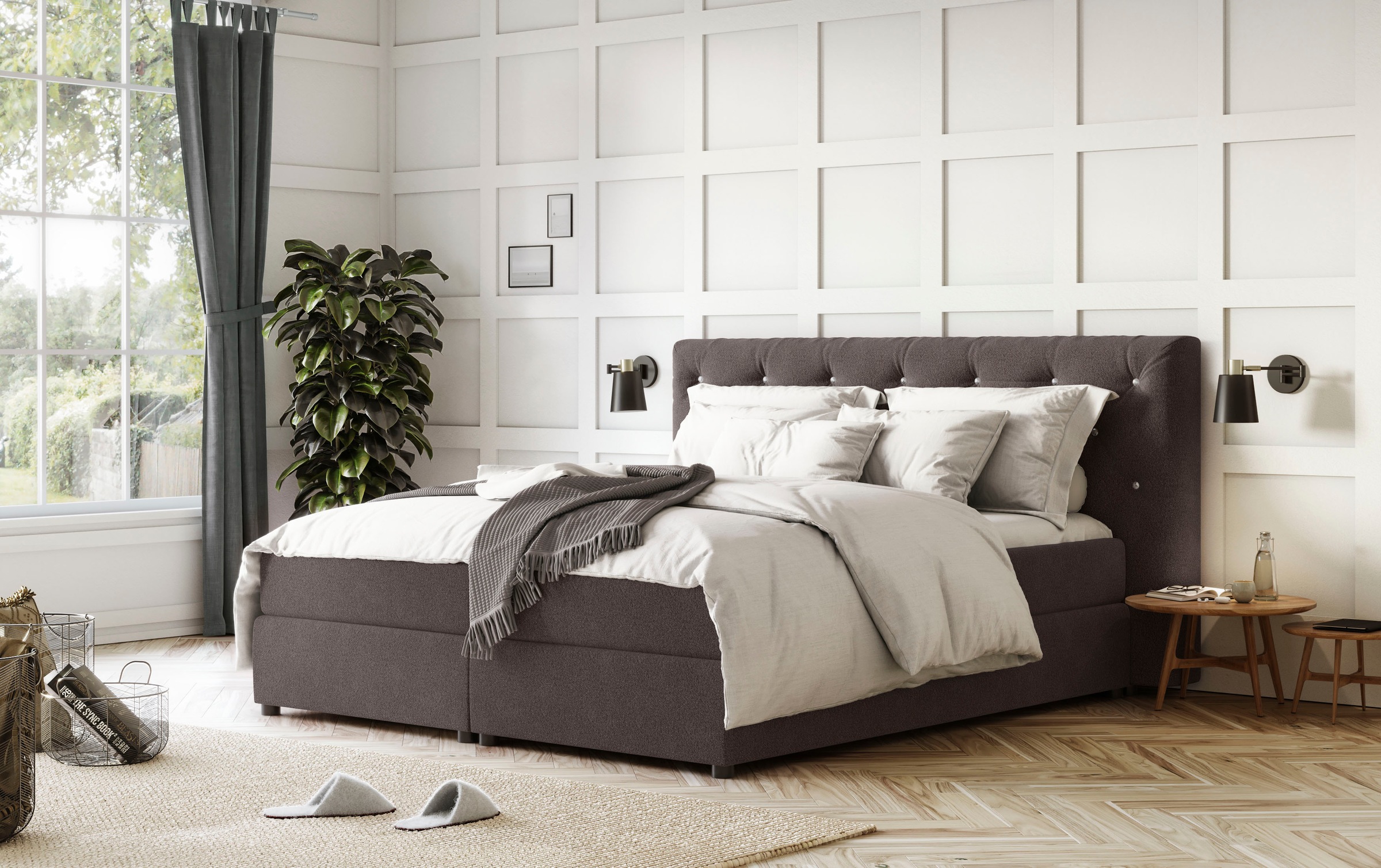 COTTA Boxspringbett »Castle« mit Strasssteinen im Kopfteil, inkl. Topper