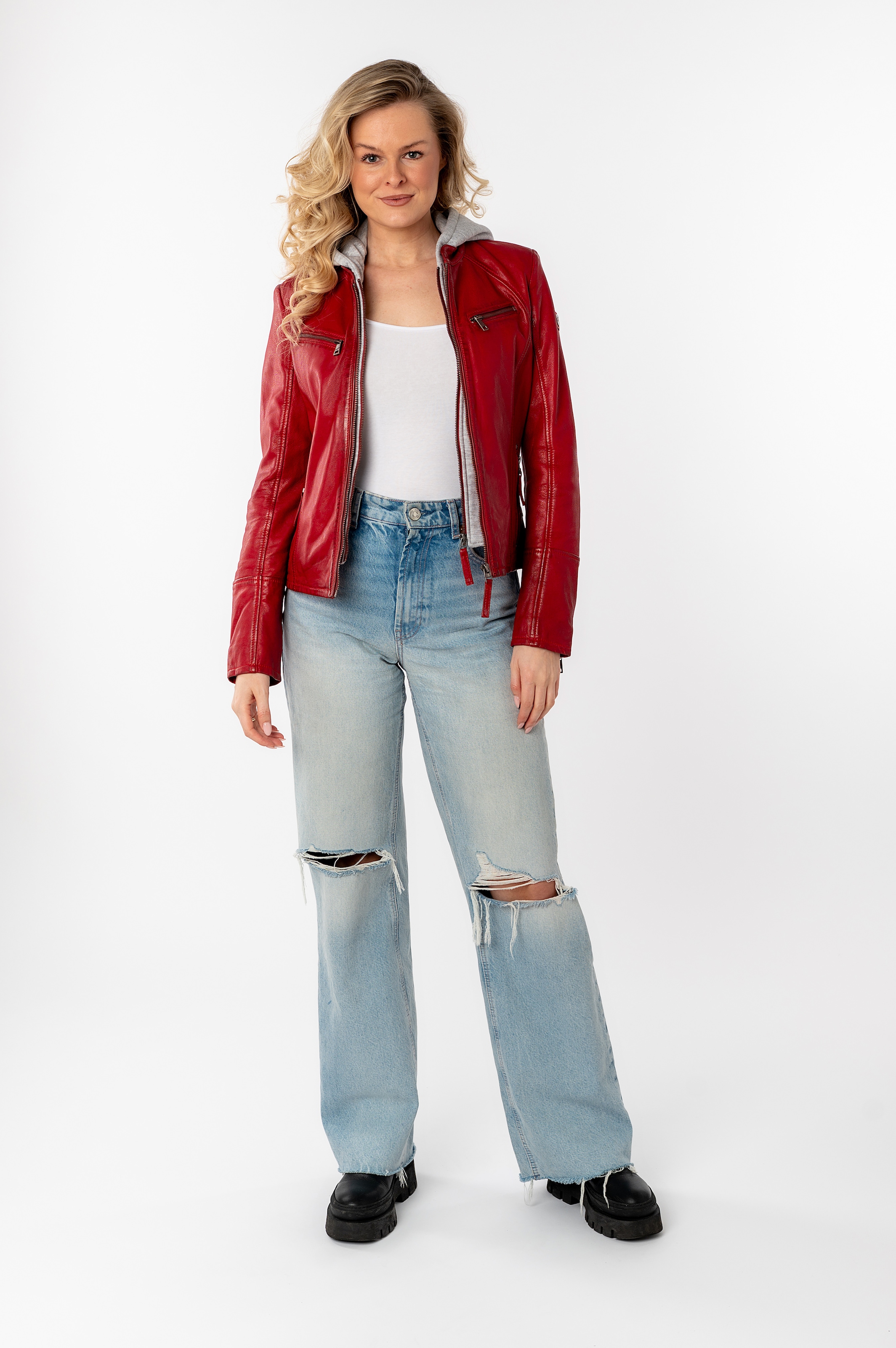 Gipsy Lederjacke »NOLA«, mit Kapuze, Two-in-One Style - mit abnehmbarer Jersey-Kapuze