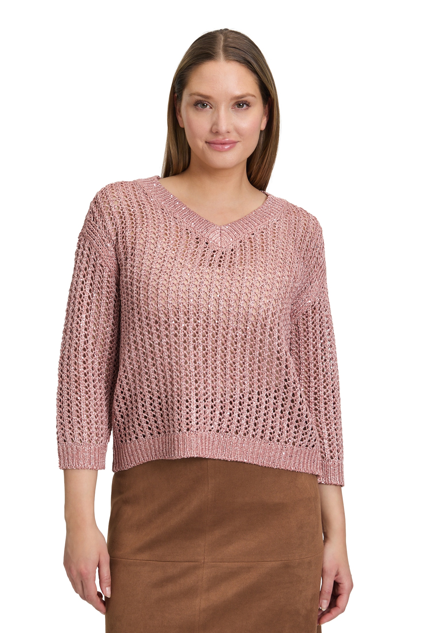 Betty Barclay Rundhalspullover »Lochstrick-Pullover mit Pailletten«