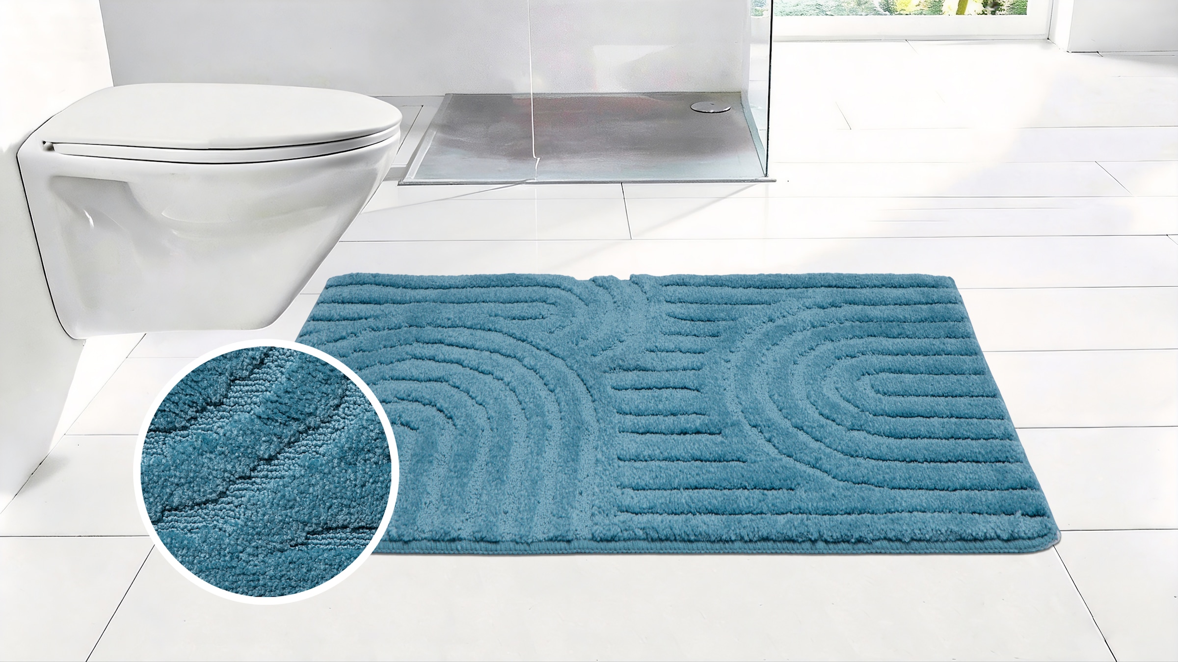 OTTO home Badematte "Zen, Badvorleger, Badezimmer Teppich, Duschvorleger" Höhe 10 mm rutschhemmend beschichtet fußbodenheizungsgeeignet  schnell trocknend Uni Farben, Hoch-Tief-Effekt, modernes Muster, Zen