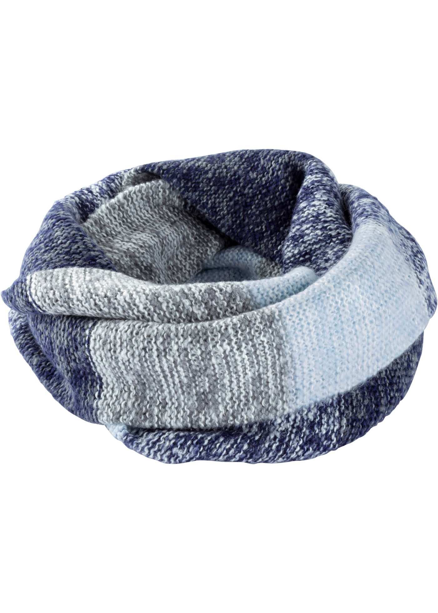 bonprix, Damen, Loop »Loop Schal« aus Polyacryl, pflegeleicht, bequeme Passform, puderblau/tiefseeblau/grau, puderblau/tiefseeblau/grau, Loop als 