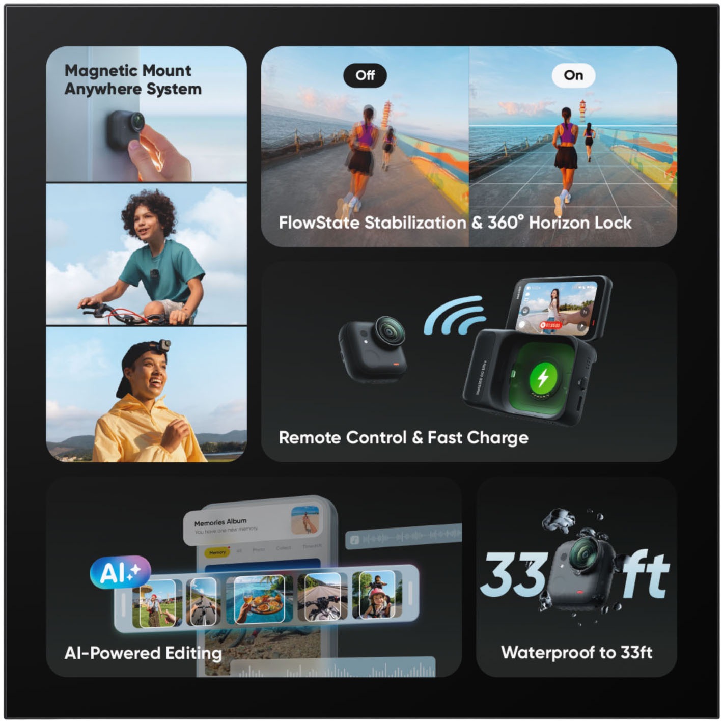 Insta360 Action Cam »GO Ultra Standard Bundle« 4K Ultra HD Bluetooth