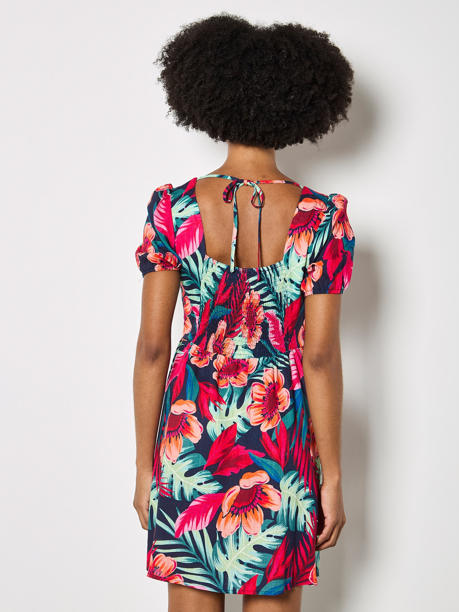 Apricot Minikleid »Mini-Kleid« mit tropischem Blumenmuster