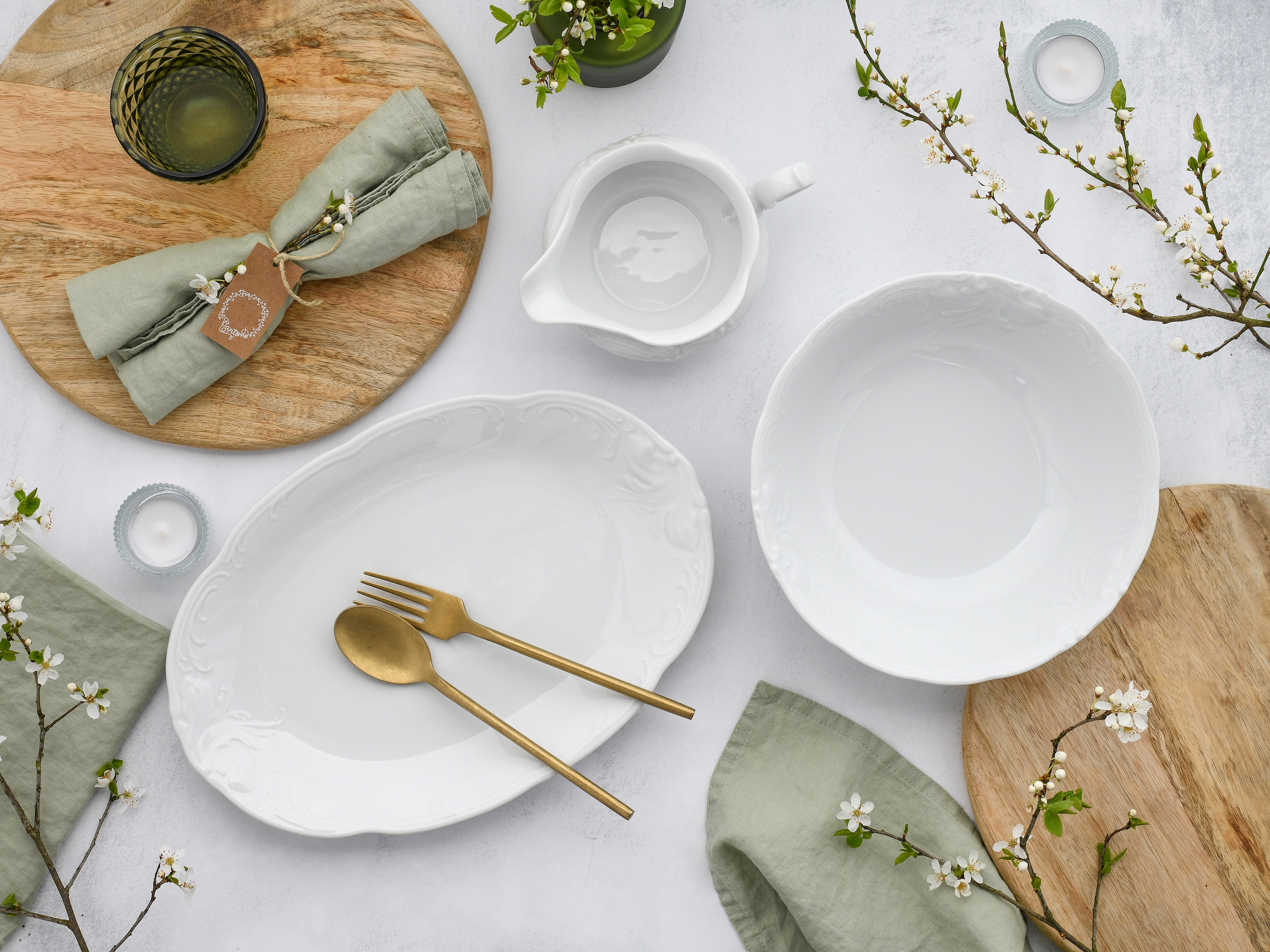 CreaTable Servier-Set »Frederike, Servierset 3-tlg.« Edles Servierset, Formschön elegant