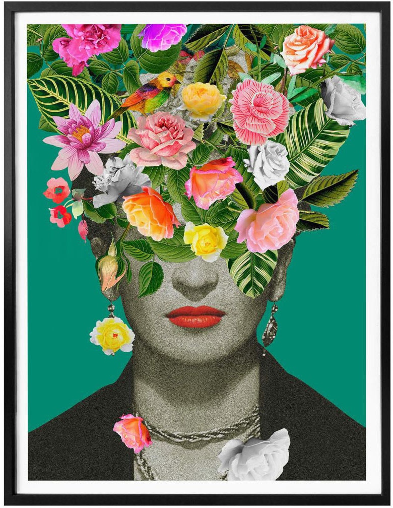 Wall-Art Poster »Frida Floral Blumenstrauß«, Schriftzug, (1 St.), Poster ohne Bilderrahmen