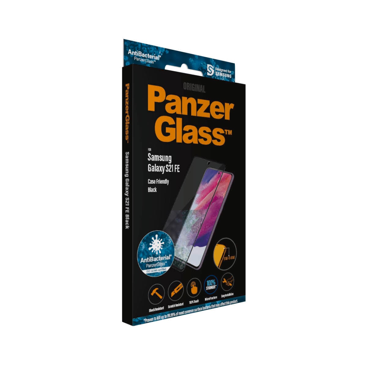 CARE by PanzerGlass Displayschutzglas »AntiBacterial Screen Protection«, für Samsung Galaxy S21 FE, Displayschutzfolie, Schutzfolie, Bildschirmschutz, kratz- & stoßfest