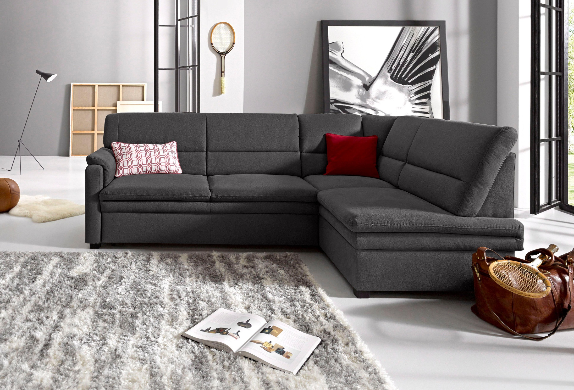 sit&more Ecksofa »Pisa L-Form«, mit Federkern, wahlweise mit Bettfunktion