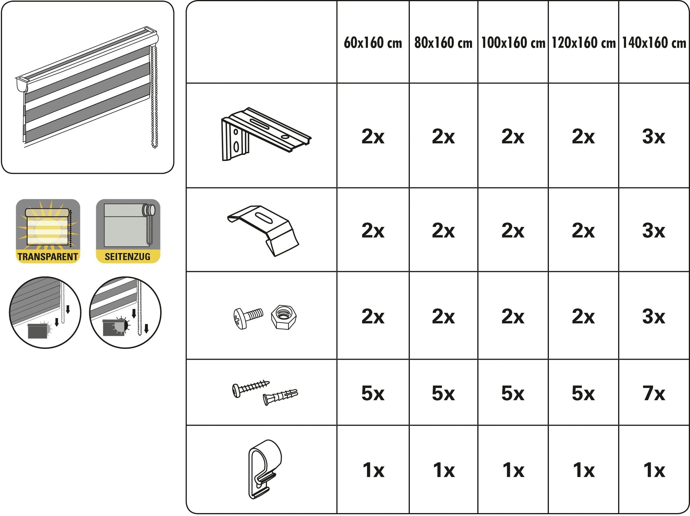 GARDINIA Doppelrollo »mit Aluminiumkassette«, Lichtschutz, Sichtschutz, mit Bohren, freihängend, Hochwertige Optik und Staubschutz